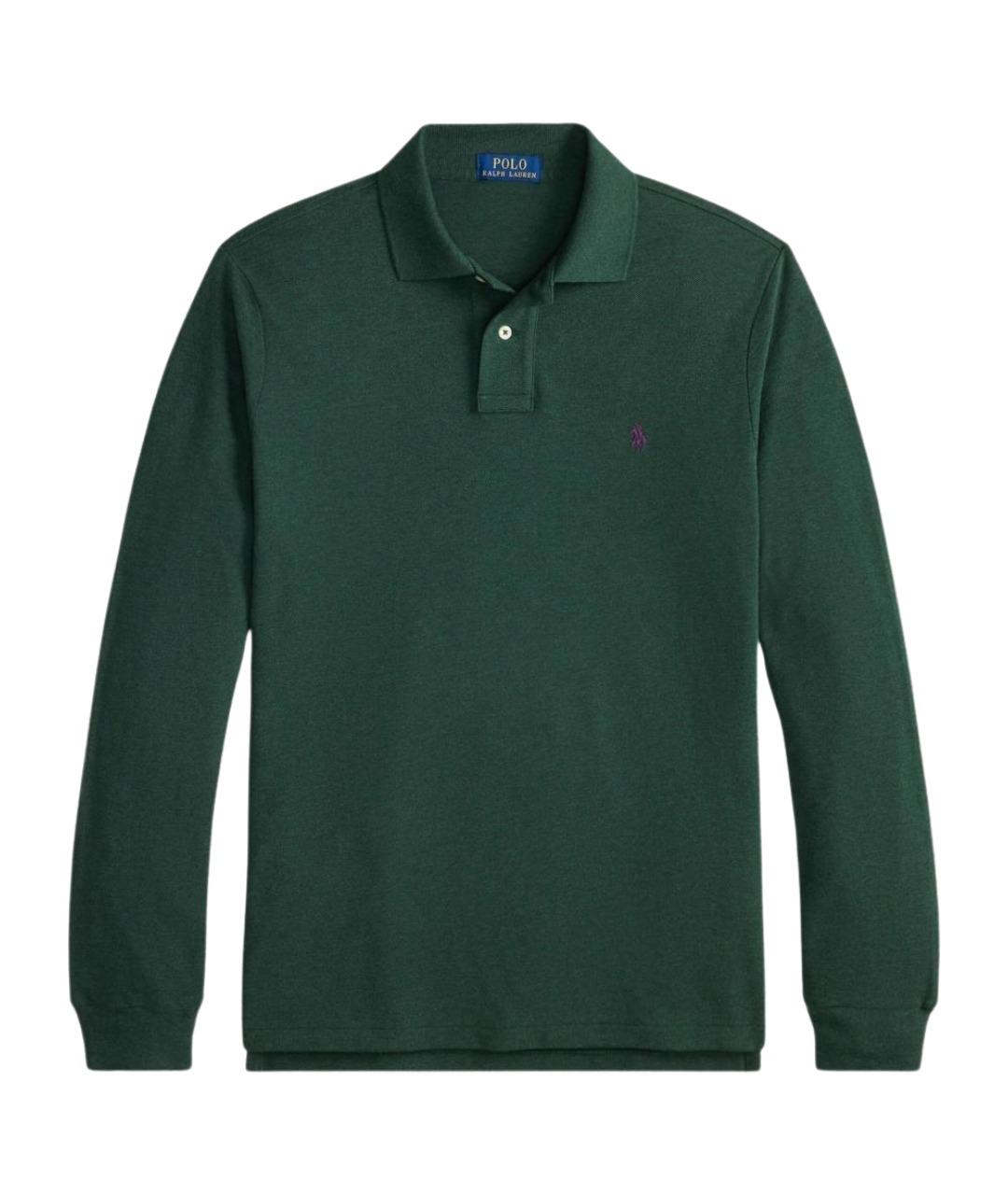 POLO RALPH LAUREN Зеленое хлопковое поло с длинным рукавом, фото 1