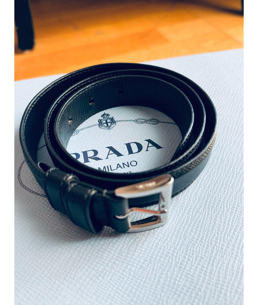 PRADA Черный кожаный ремень, фото 5