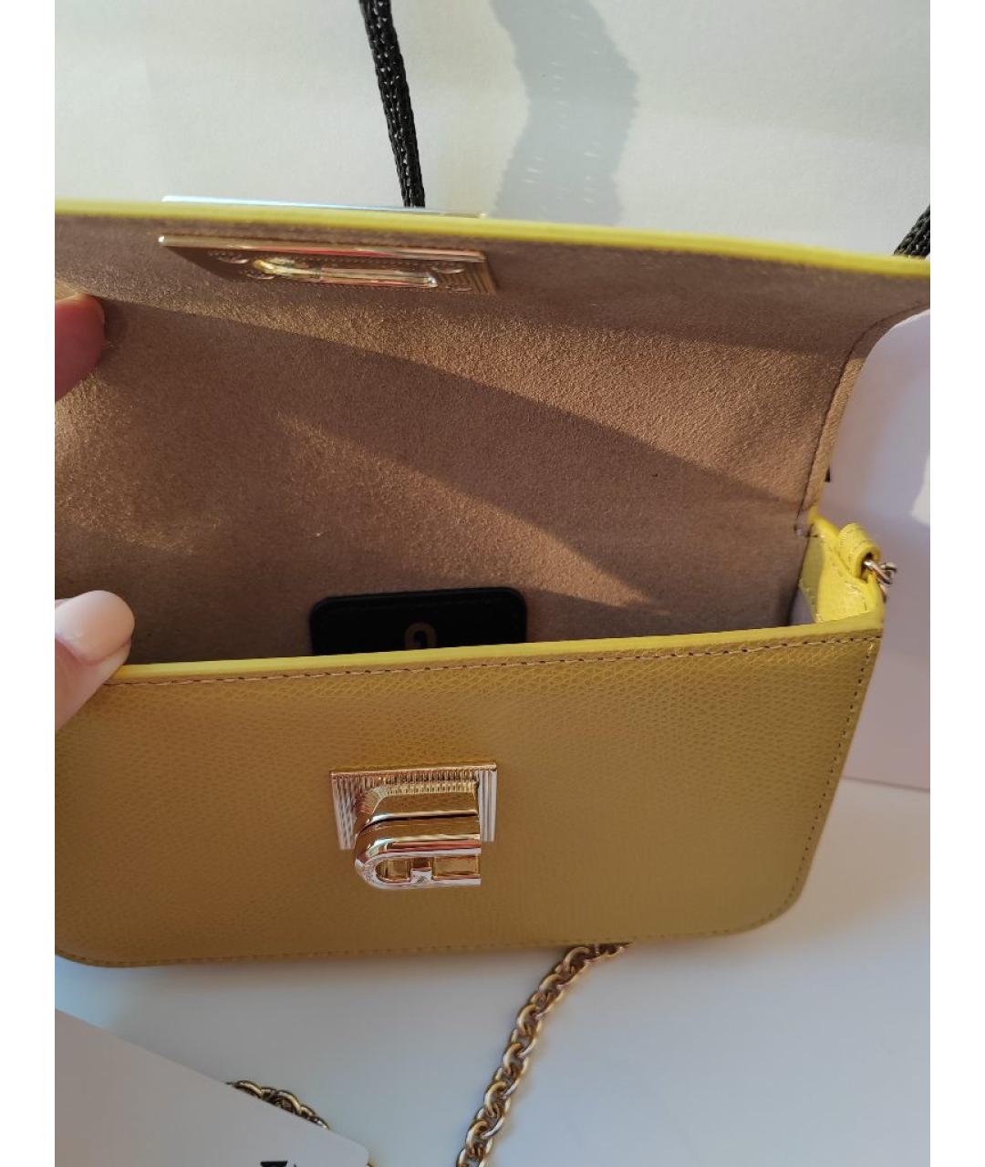 FURLA Желтая кожаная сумка через плечо, фото 4