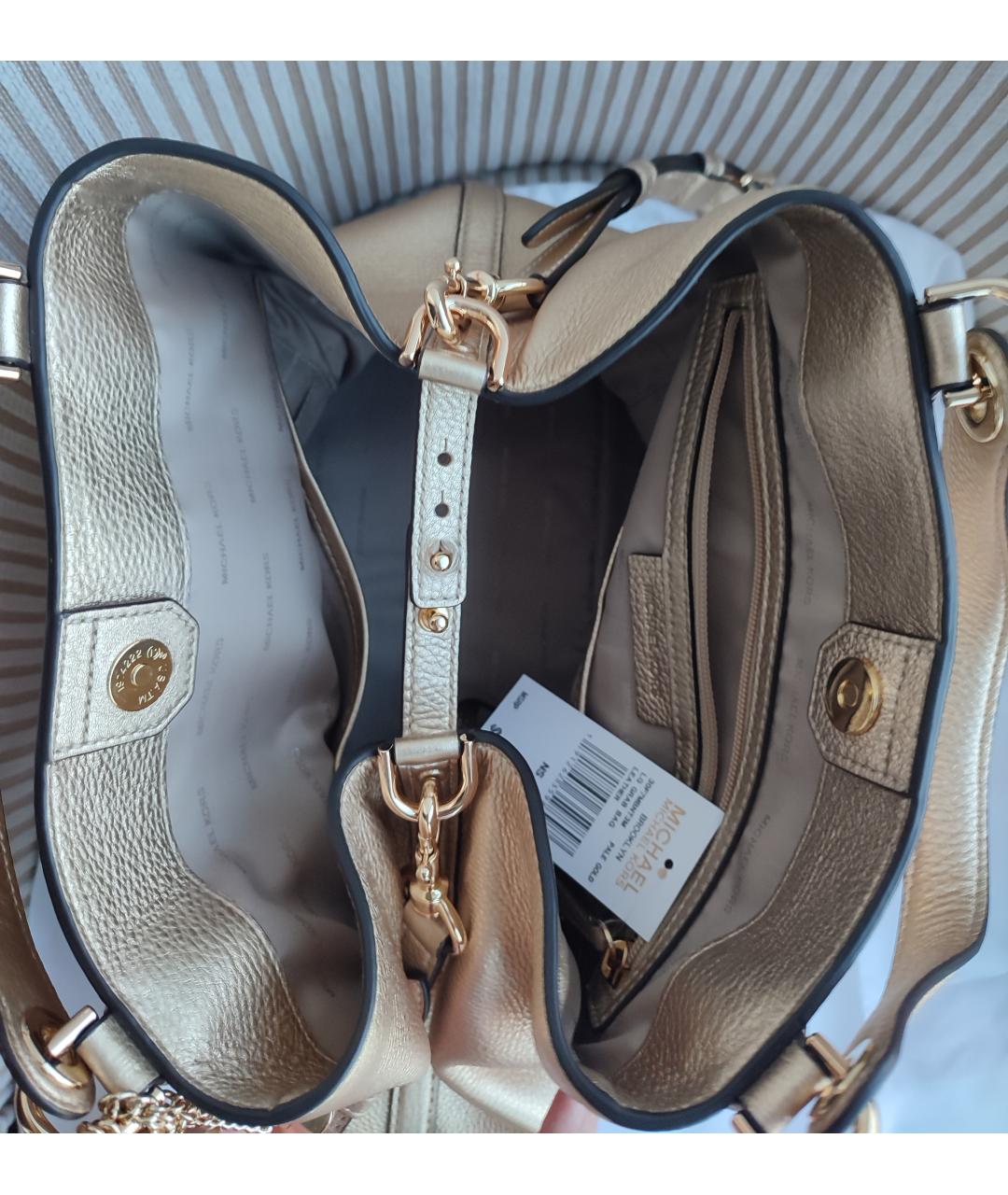 MICHAEL KORS Золотая кожаная сумка тоут, фото 5