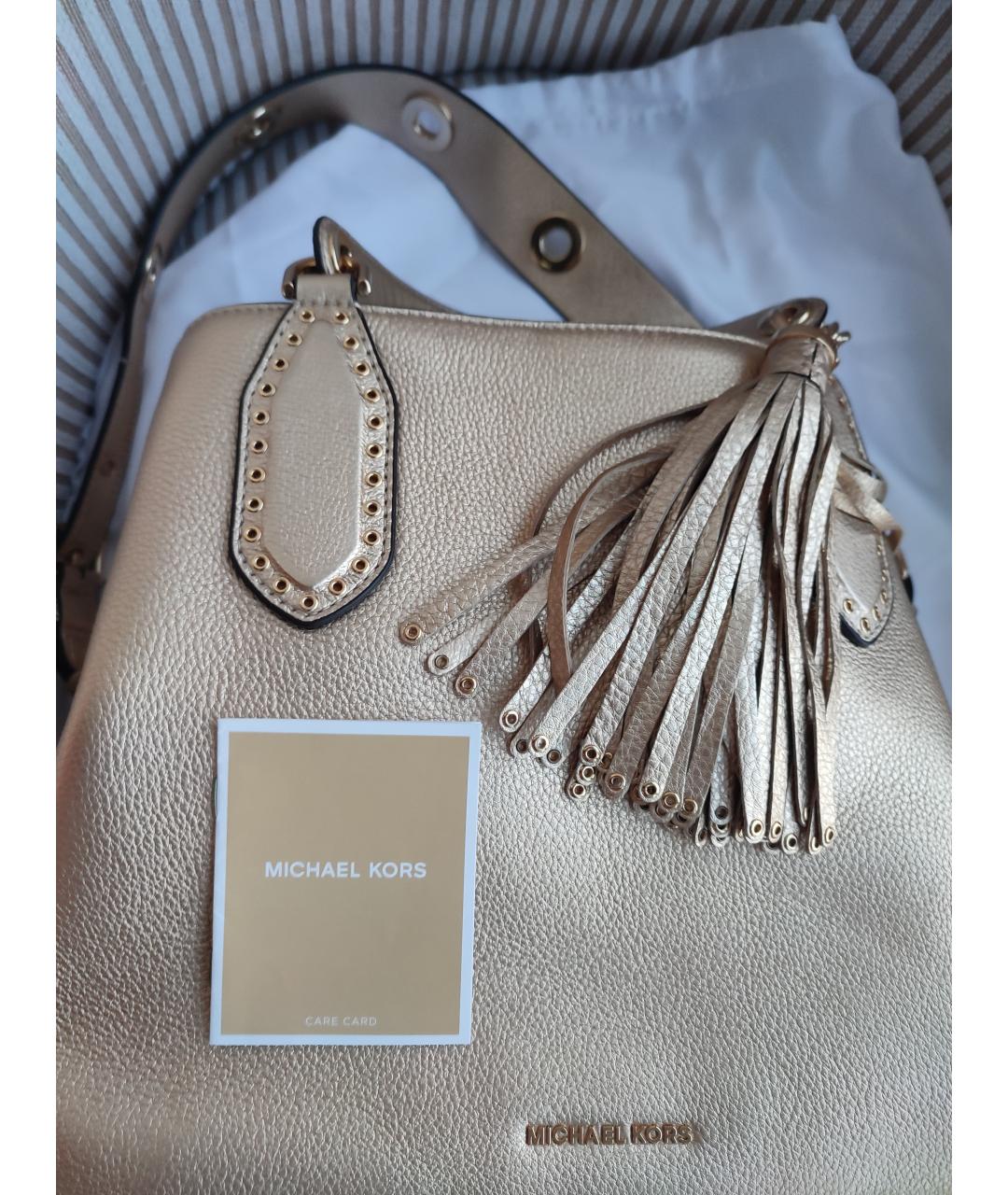 MICHAEL KORS Золотая кожаная сумка тоут, фото 7
