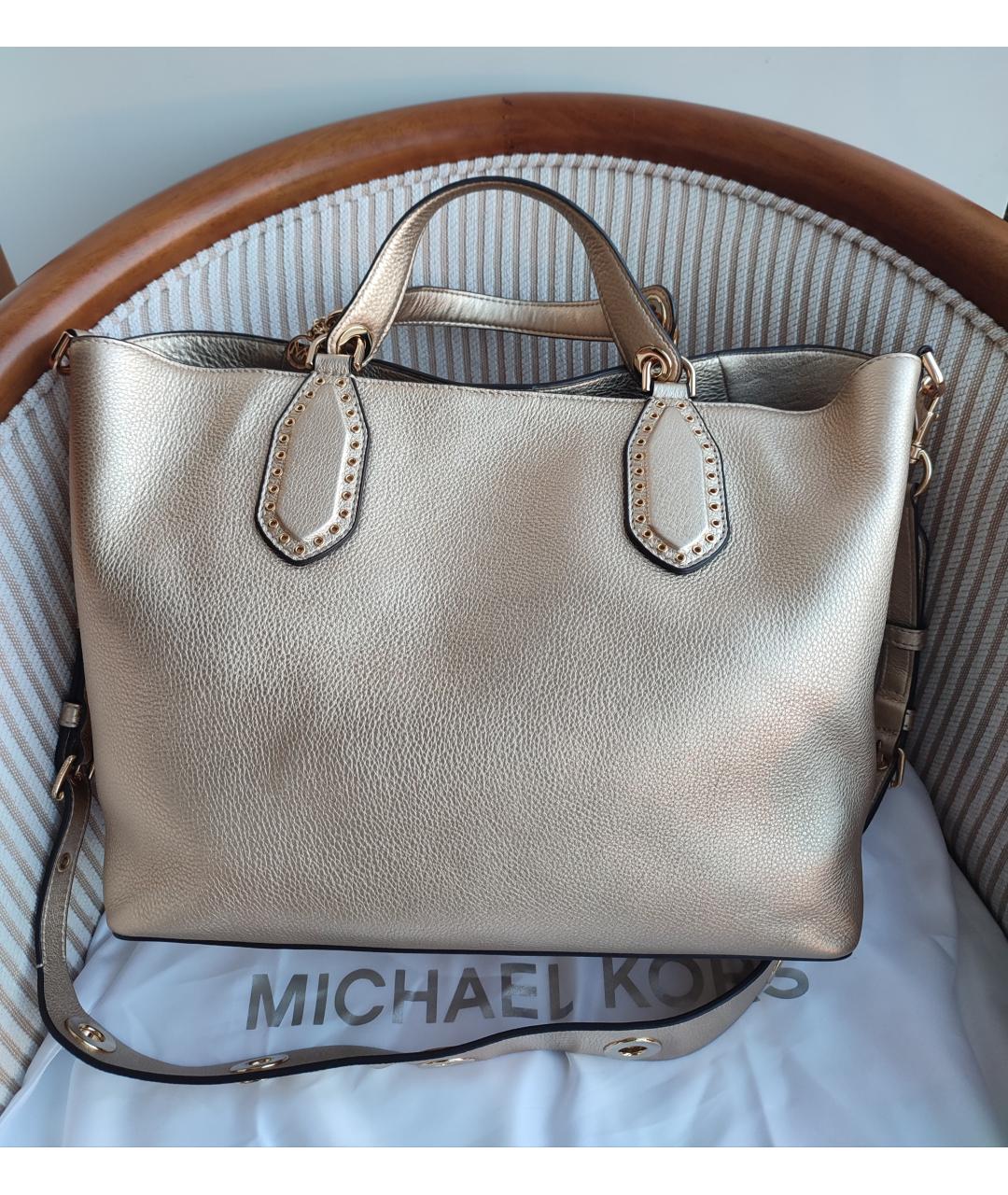 MICHAEL KORS Золотая кожаная сумка тоут, фото 3