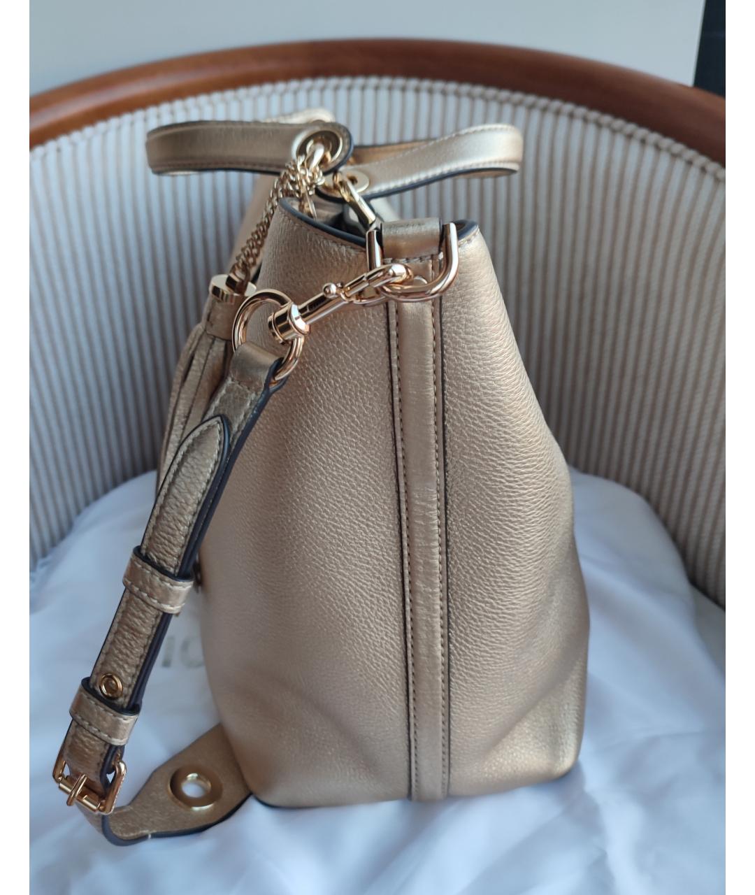 MICHAEL KORS Золотая кожаная сумка тоут, фото 8