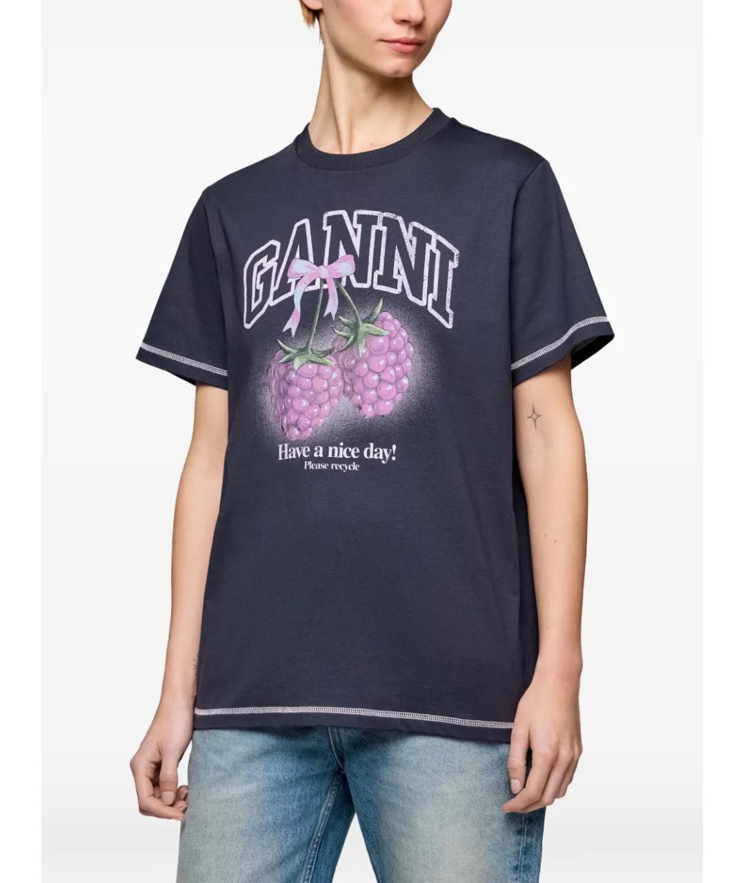GANNI Серая хлопковая футболка, фото 3