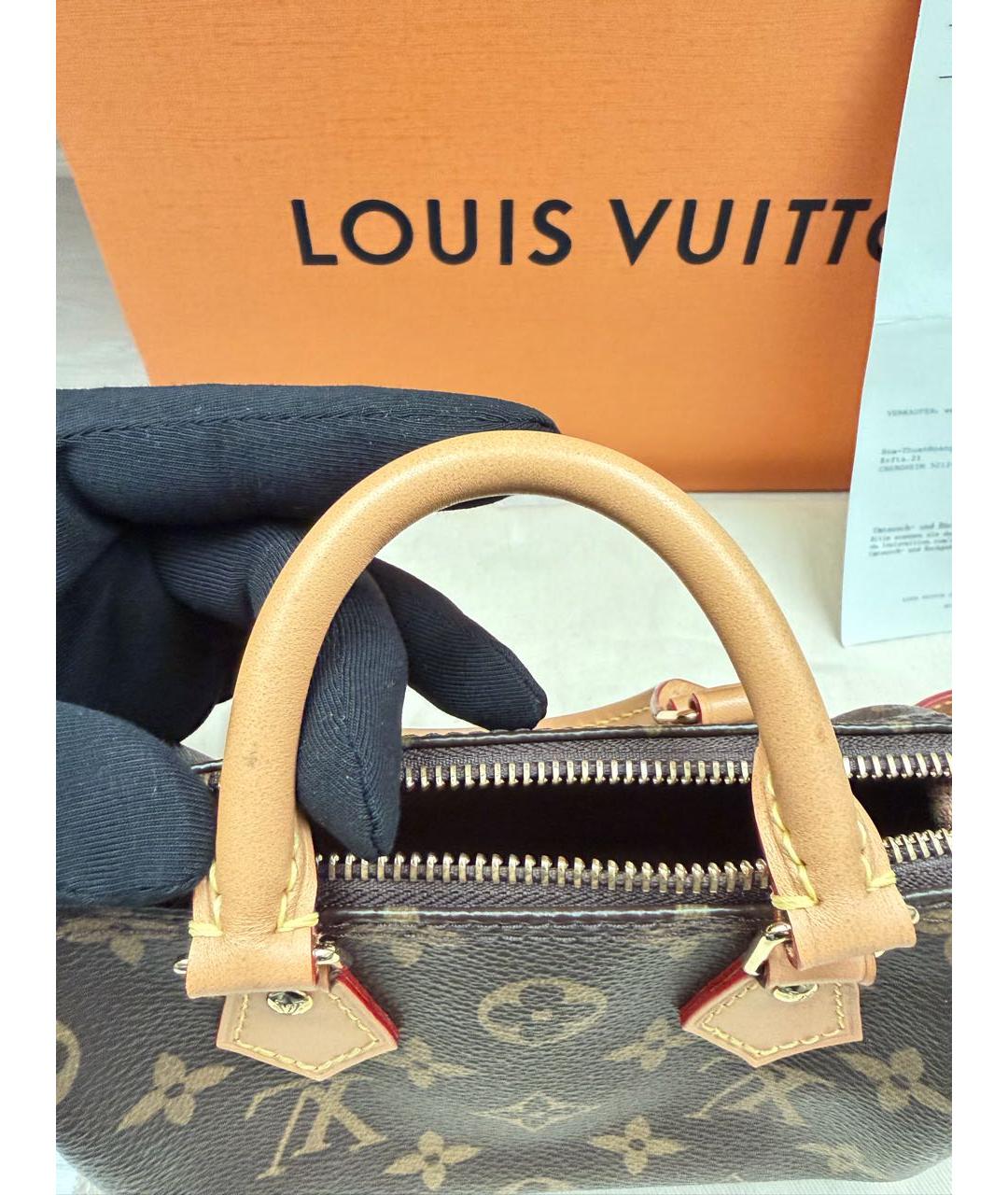 LOUIS VUITTON Коричневая сумка с короткими ручками из канвы, фото 7