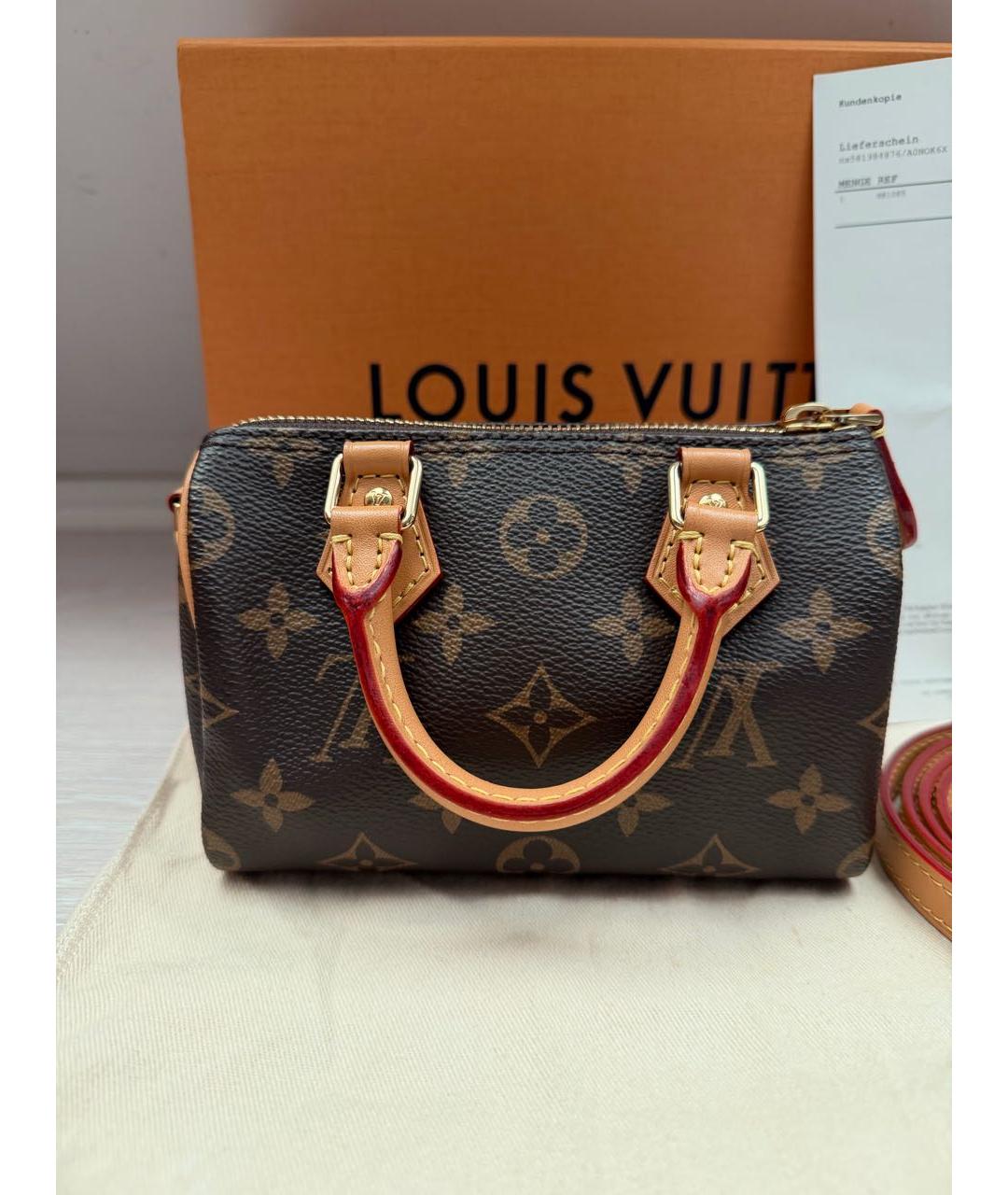 LOUIS VUITTON Коричневая сумка с короткими ручками из канвы, фото 9