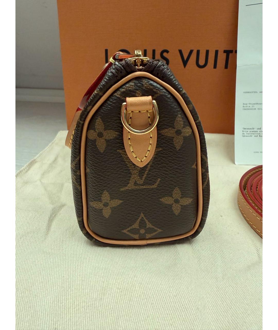 LOUIS VUITTON Коричневая сумка с короткими ручками из канвы, фото 4