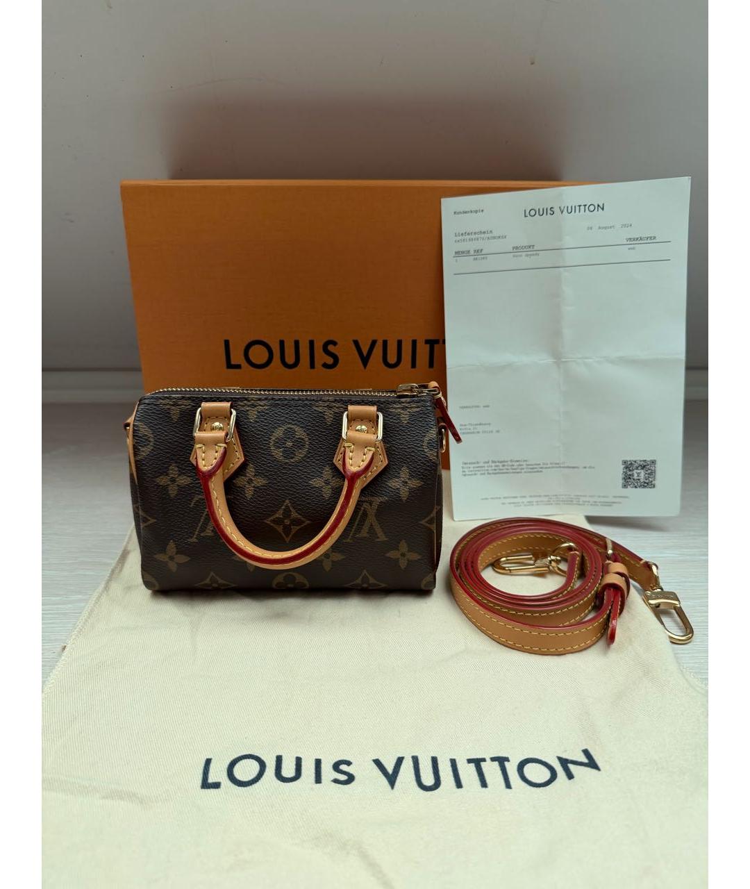 LOUIS VUITTON Коричневая сумка с короткими ручками из канвы, фото 2