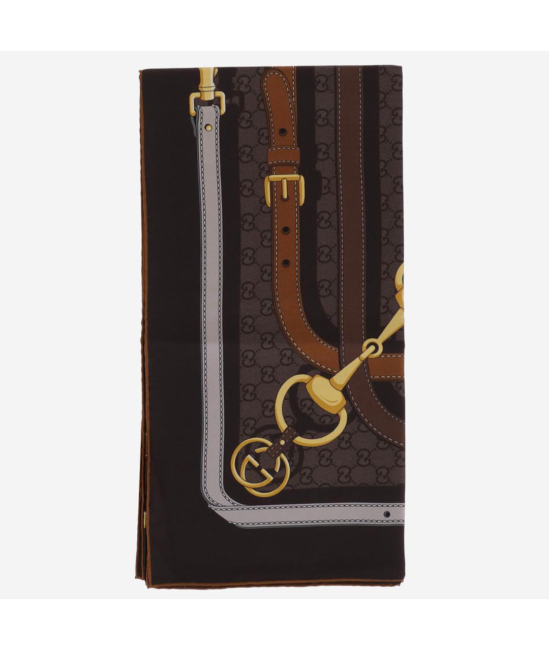 GUCCI Коричневый шелковый платок, фото 4