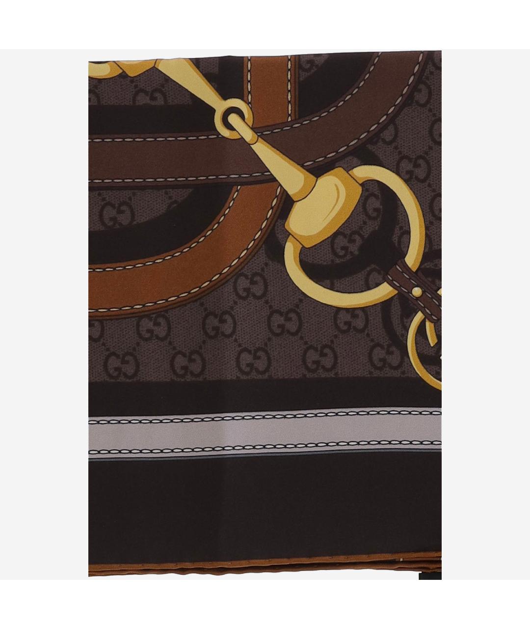 GUCCI Коричневый шелковый платок, фото 2