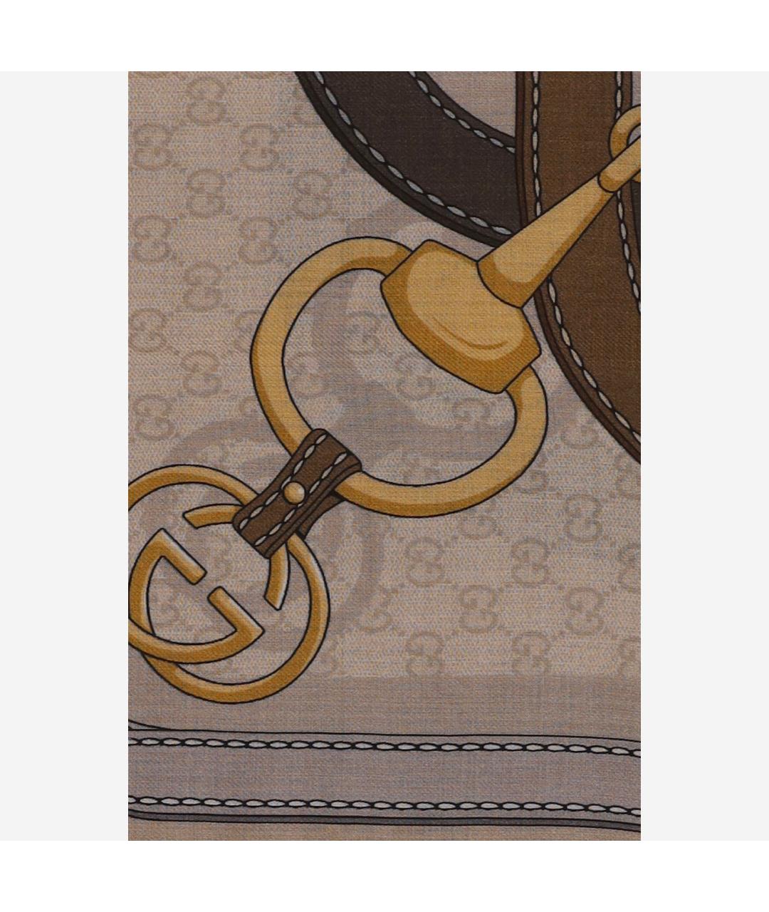 GUCCI Бежевый шелковый платок, фото 2