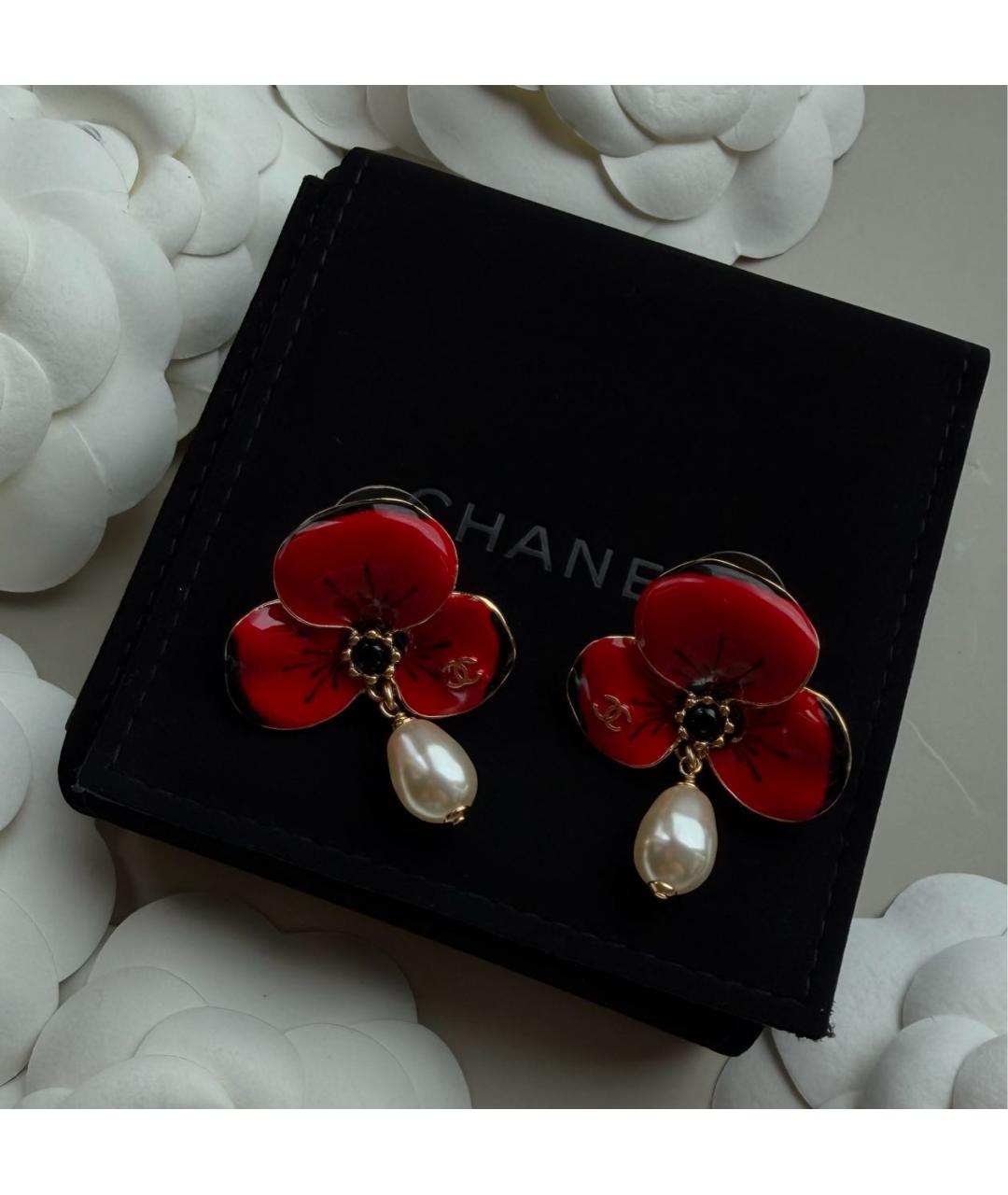 CHANEL Красные серьги, фото 2