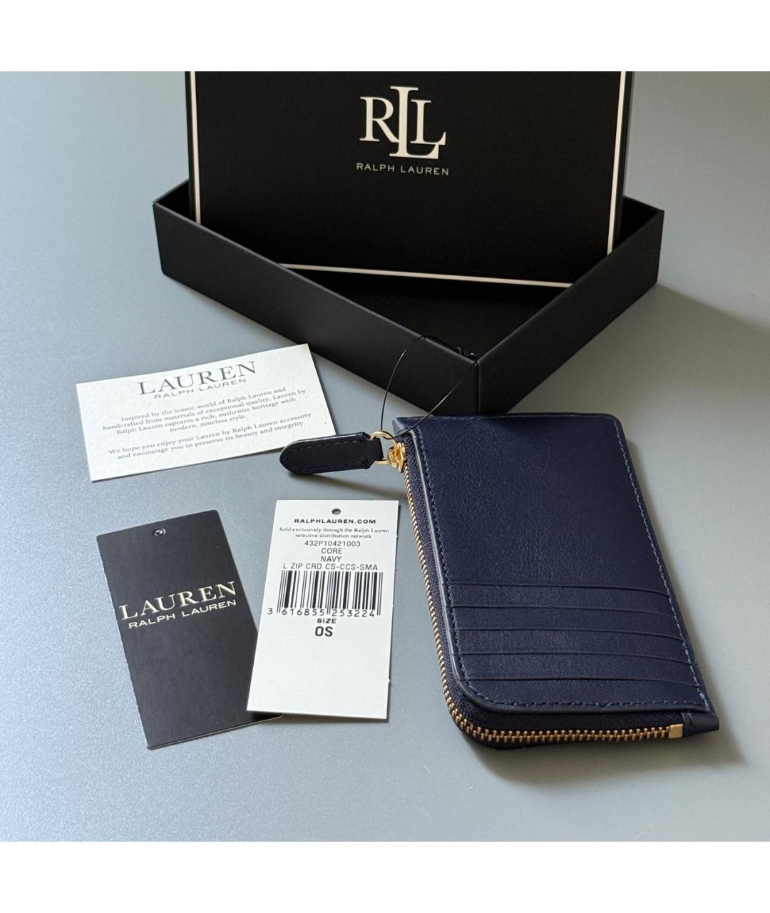 RALPH LAUREN Темно-синий кожаный кардхолдер, фото 4