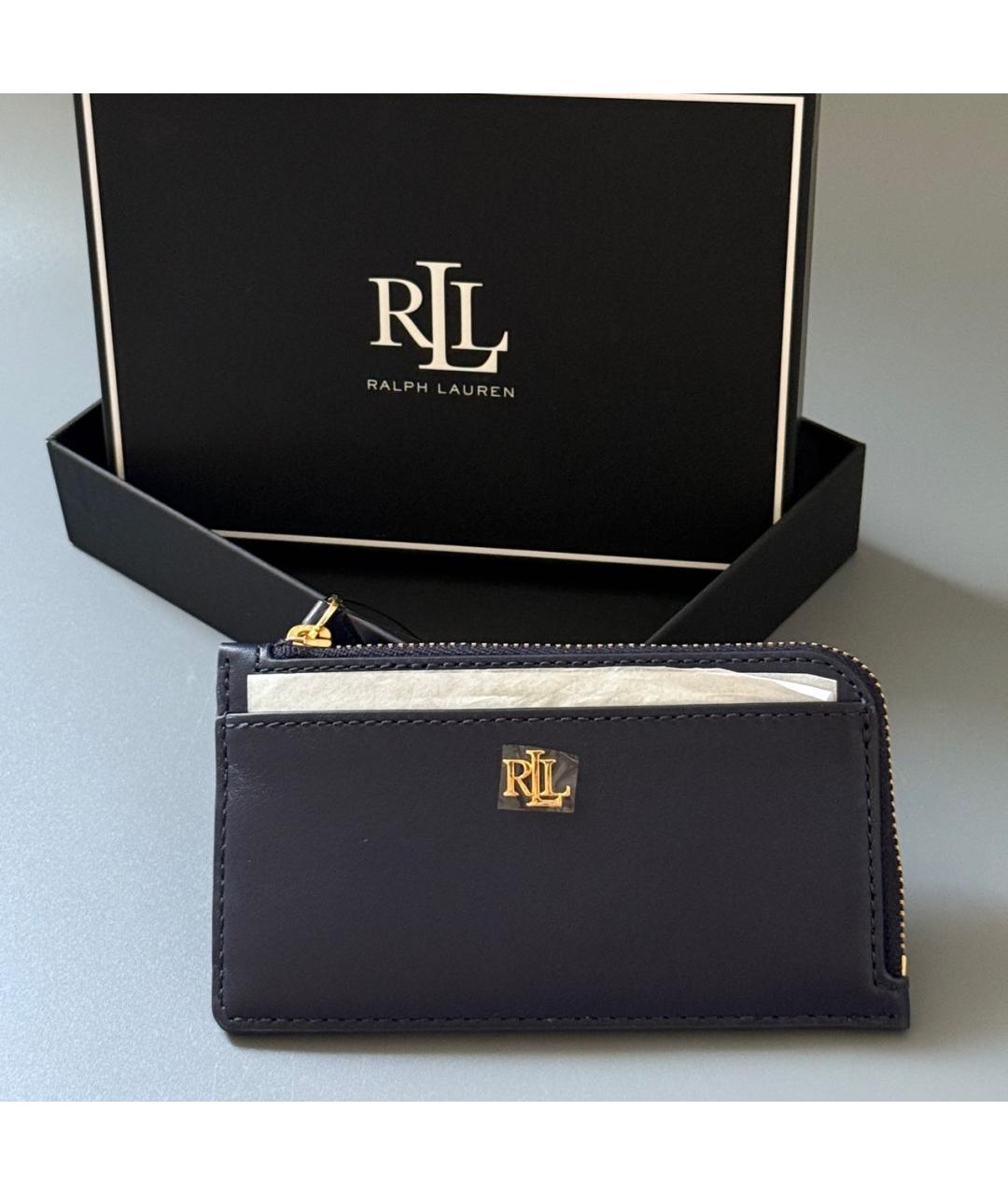 RALPH LAUREN Темно-синий кожаный кардхолдер, фото 7
