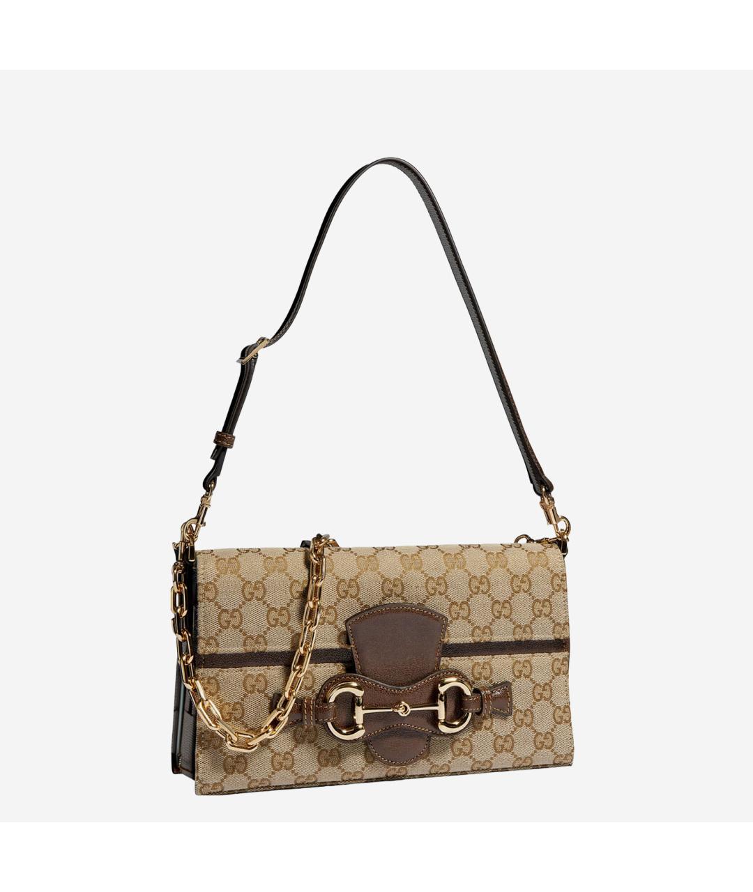 GUCCI Бежевая тканевая сумка через плечо, фото 2