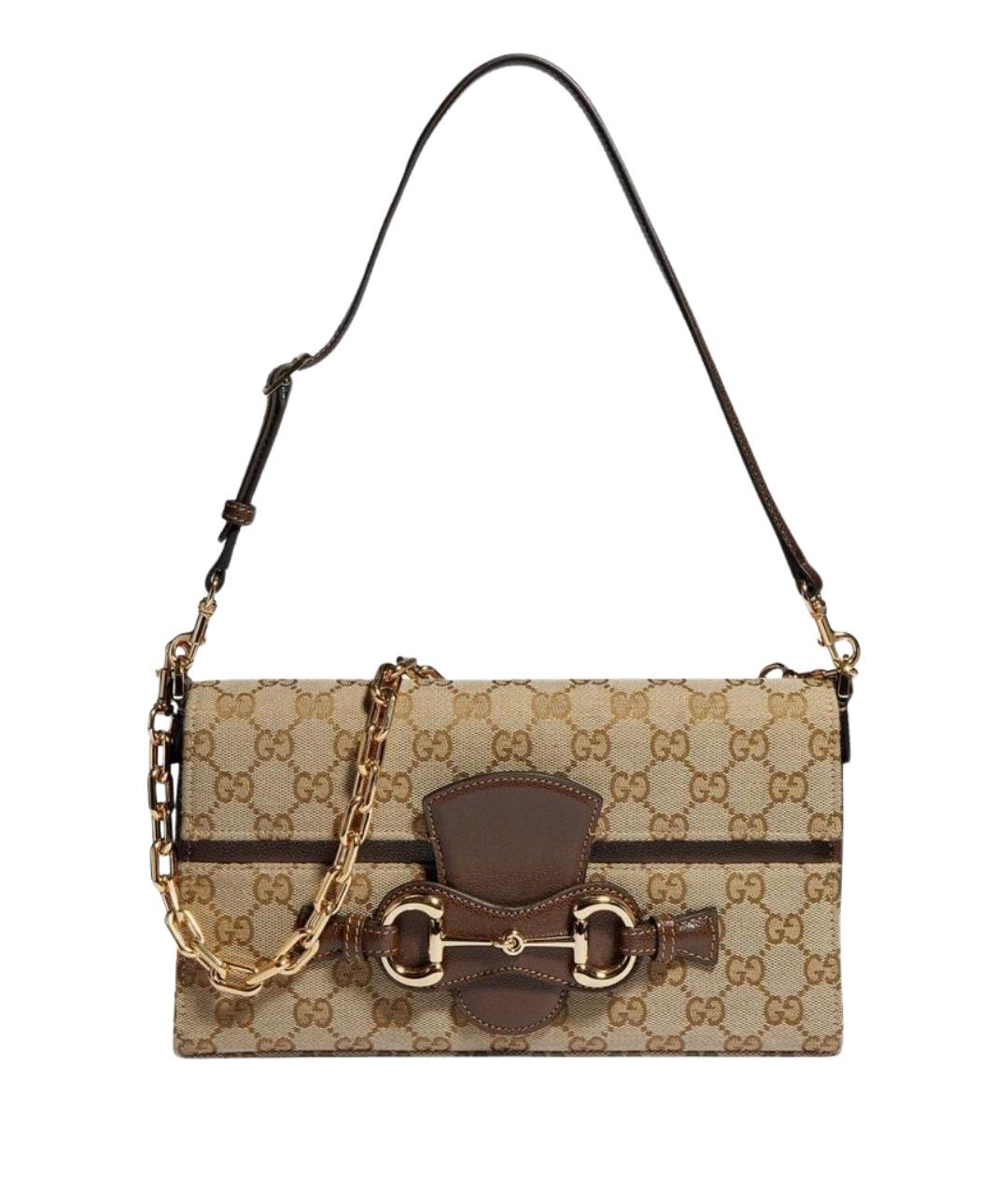 GUCCI Бежевая тканевая сумка через плечо, фото 1