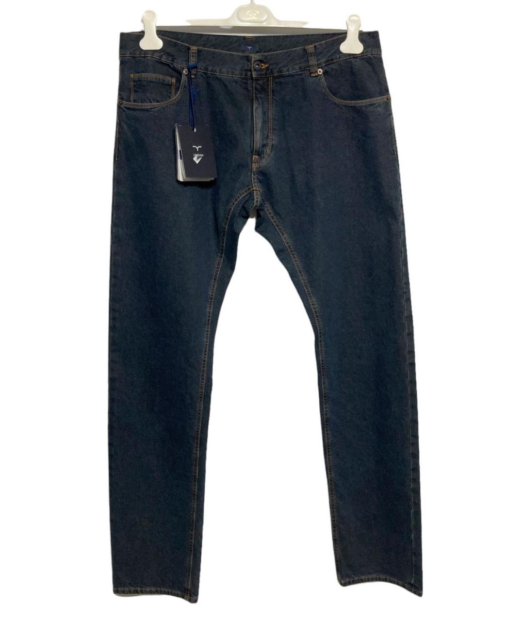 LARUSMIANI Темно-синие хлопковые прямые джинсы, фото 10