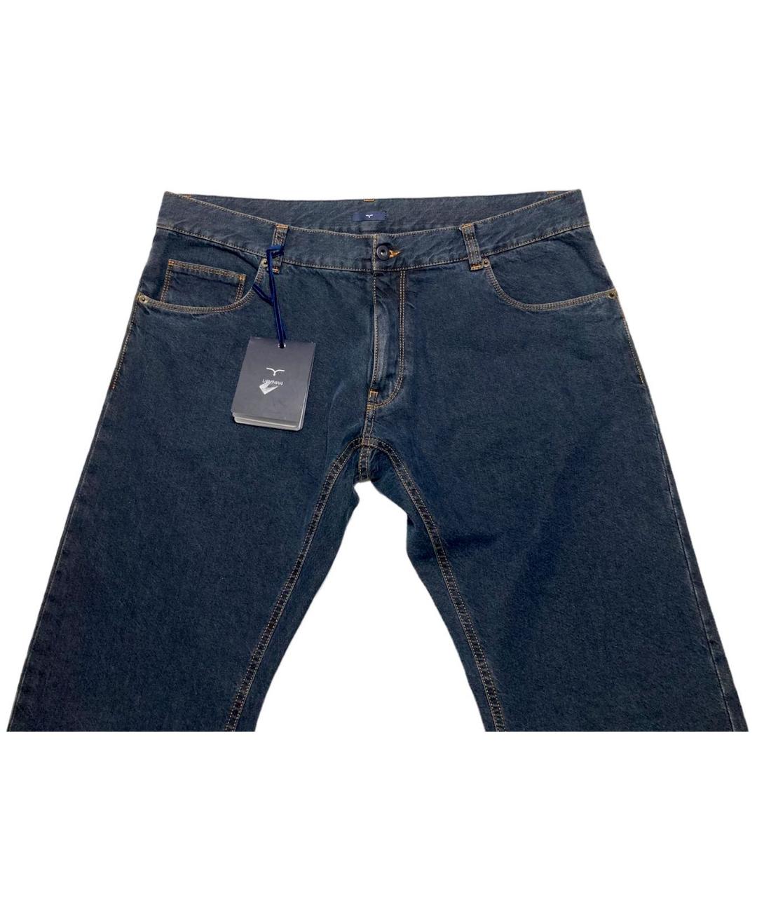LARUSMIANI Темно-синие хлопковые прямые джинсы, фото 8