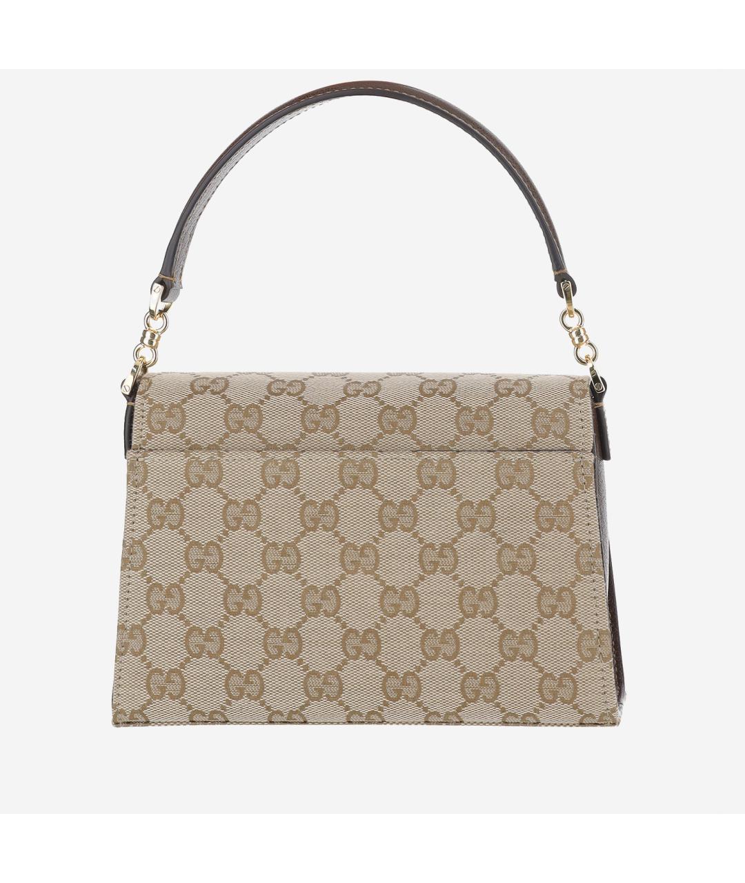 GUCCI Бежевая сумка с короткими ручками из канвы, фото 3