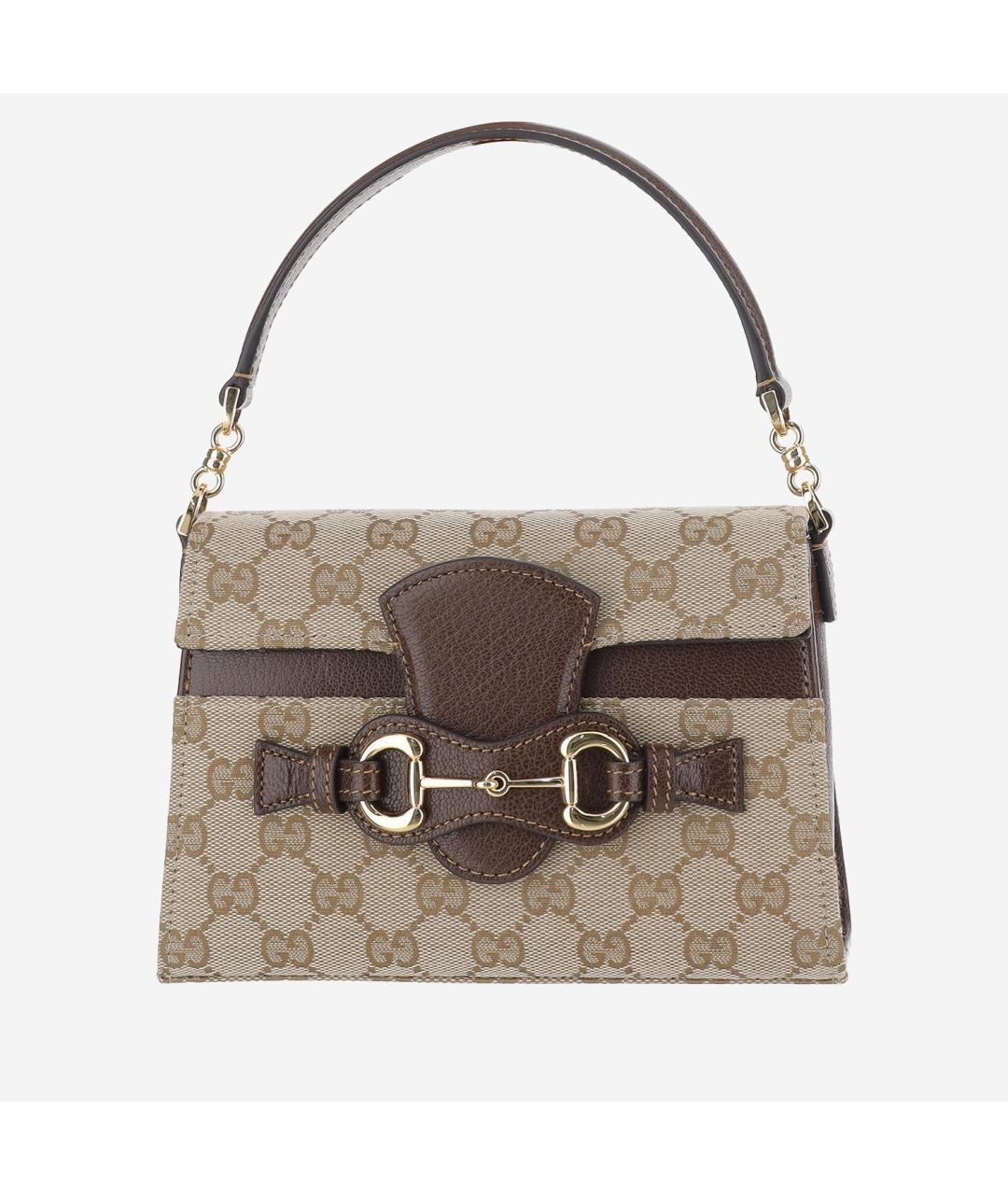 GUCCI Бежевая сумка с короткими ручками из канвы, фото 6