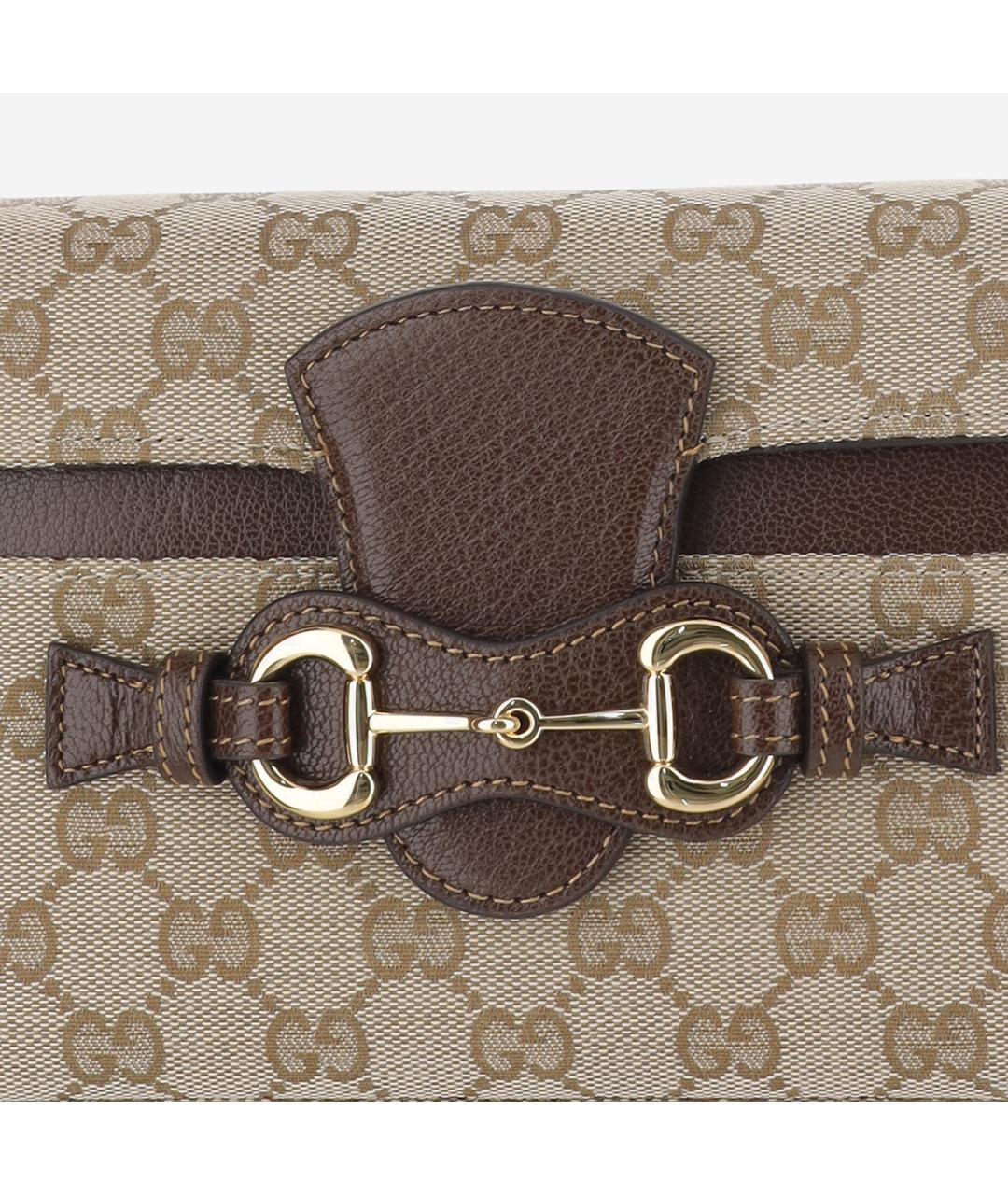 GUCCI Бежевая сумка с короткими ручками из канвы, фото 5