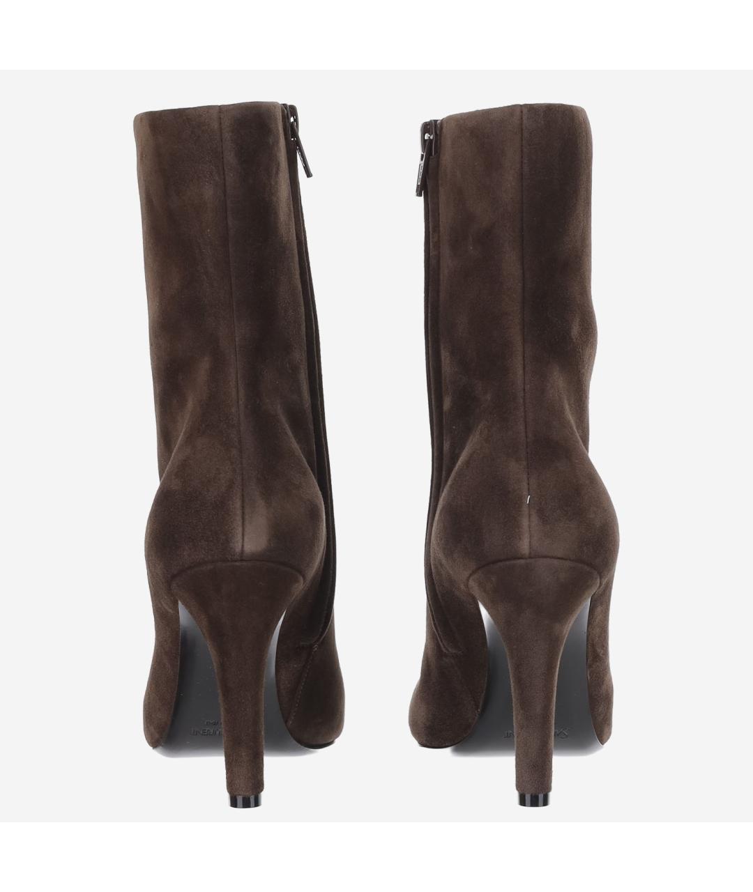 SAINT LAURENT Коричневые замшевые сапоги, фото 3