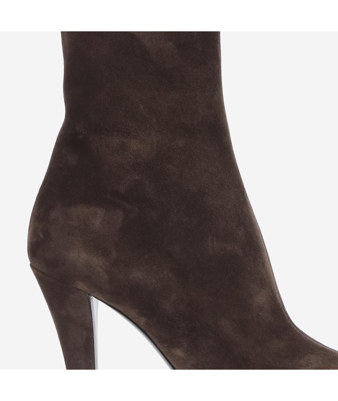 SAINT LAURENT Коричневые замшевые сапоги, фото 4