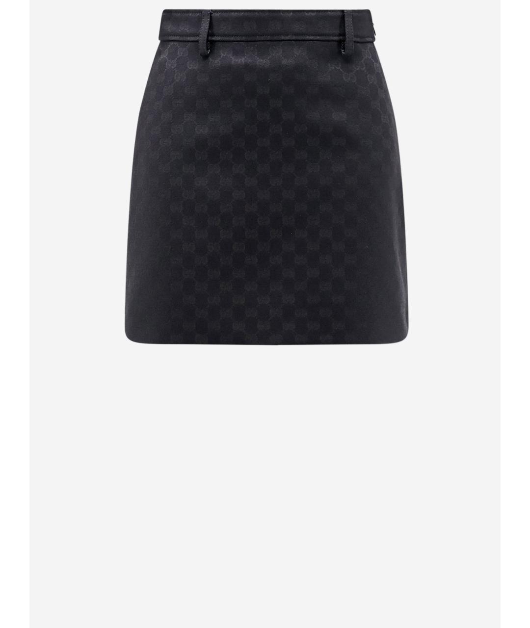 GUCCI Черная полиэстеровая юбка мини, фото 4