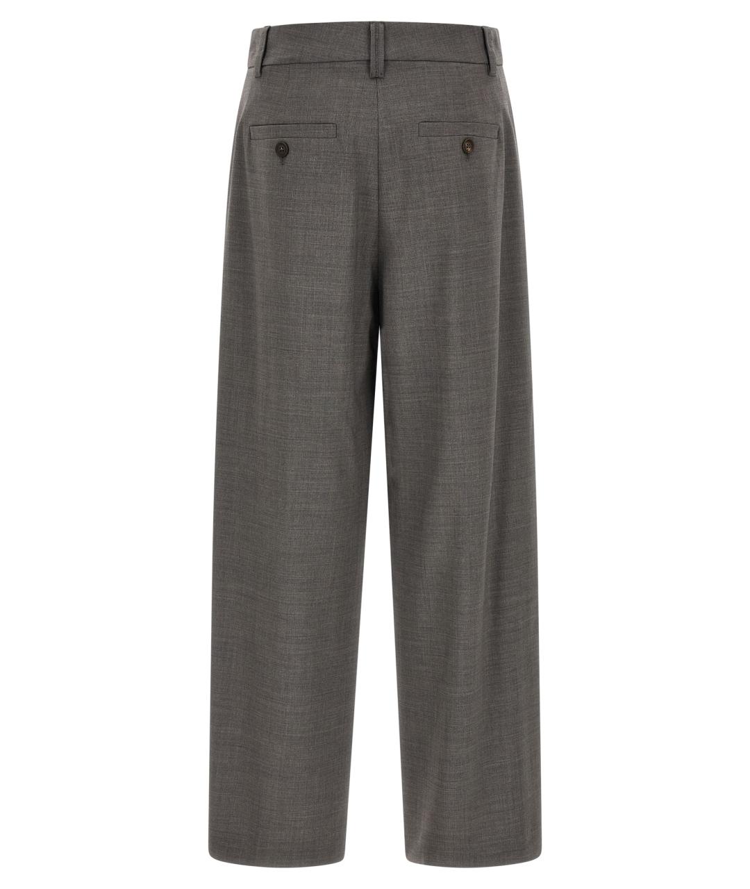 BRUNELLO CUCINELLI Серые шерстяные брюки широкие, фото 2