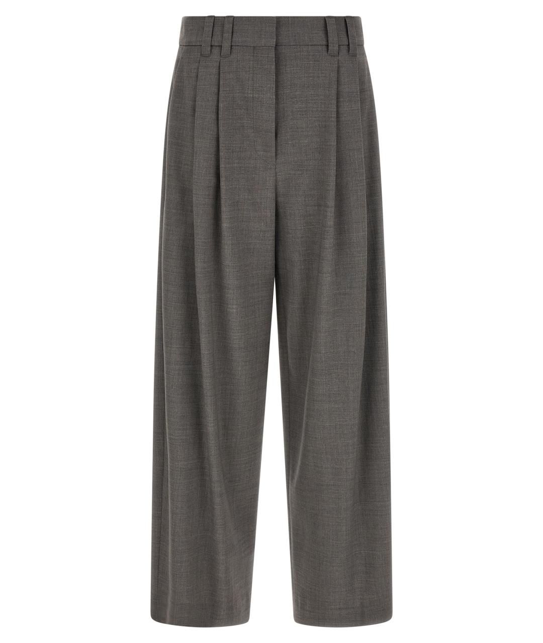 BRUNELLO CUCINELLI Серые шерстяные брюки широкие, фото 1