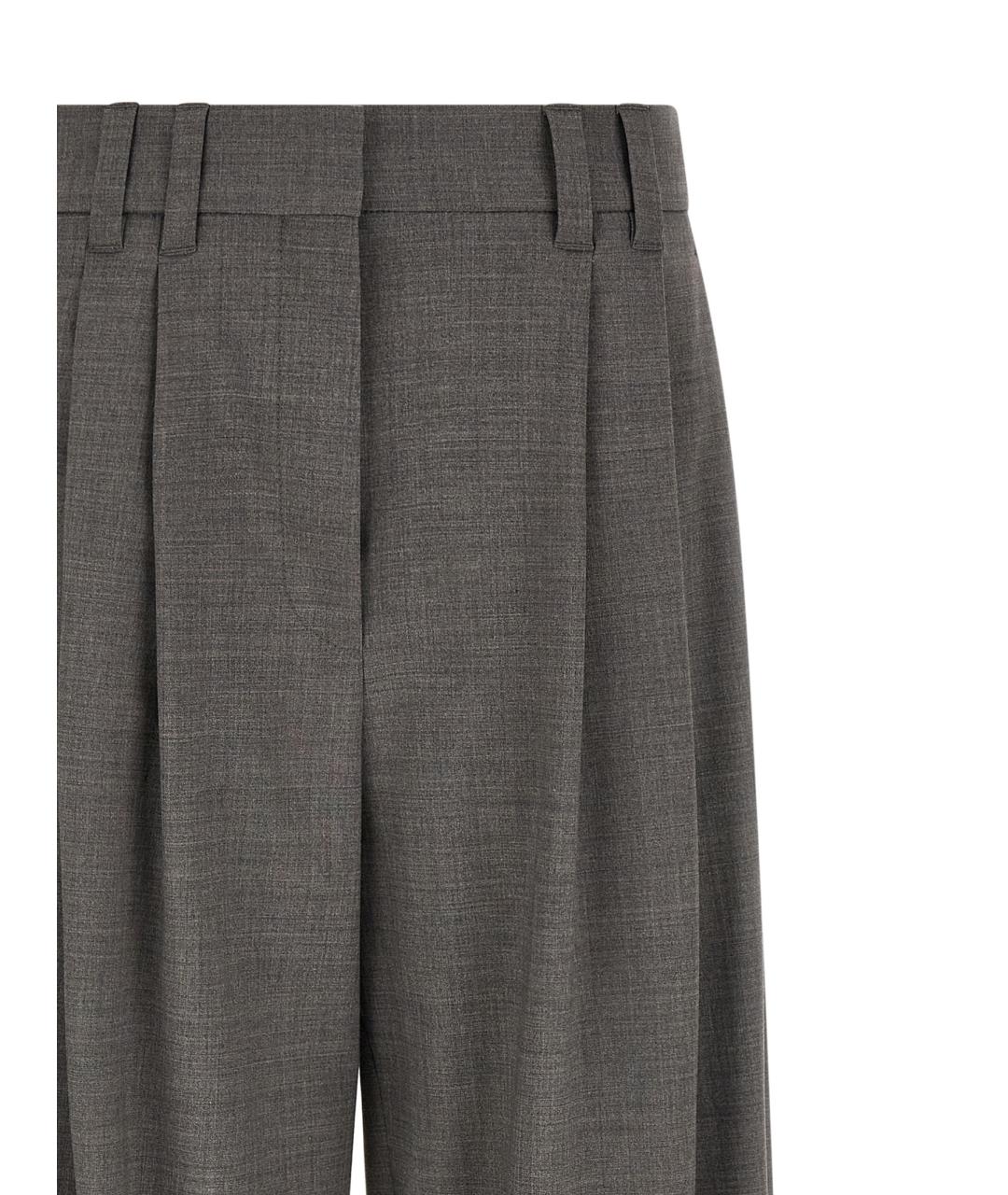 BRUNELLO CUCINELLI Серые шерстяные брюки широкие, фото 3