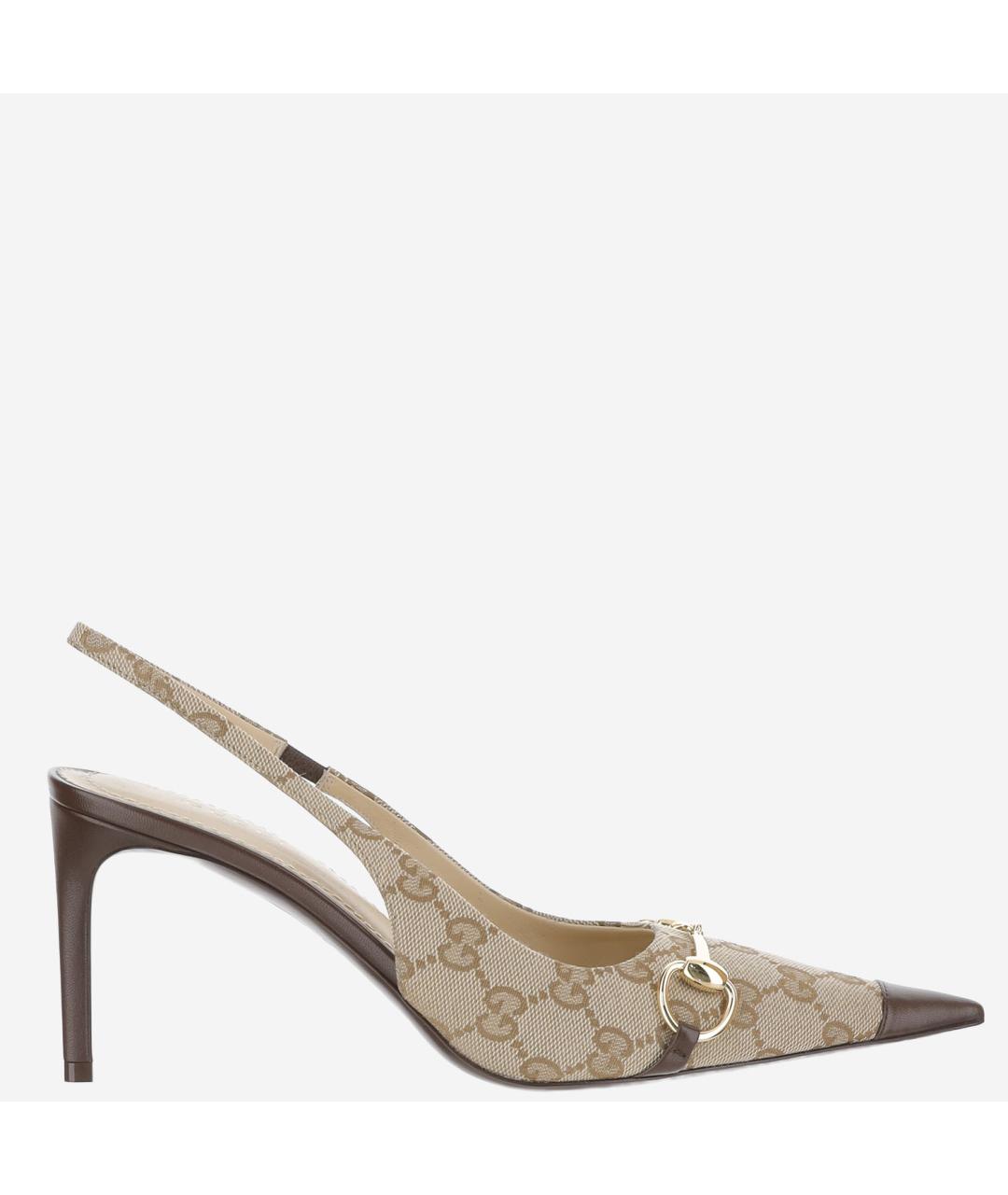 GUCCI Бежевые текстильные туфли, фото 5