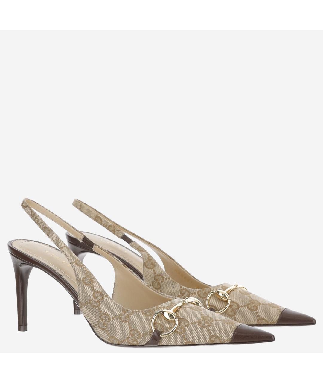 GUCCI Бежевые текстильные туфли, фото 2