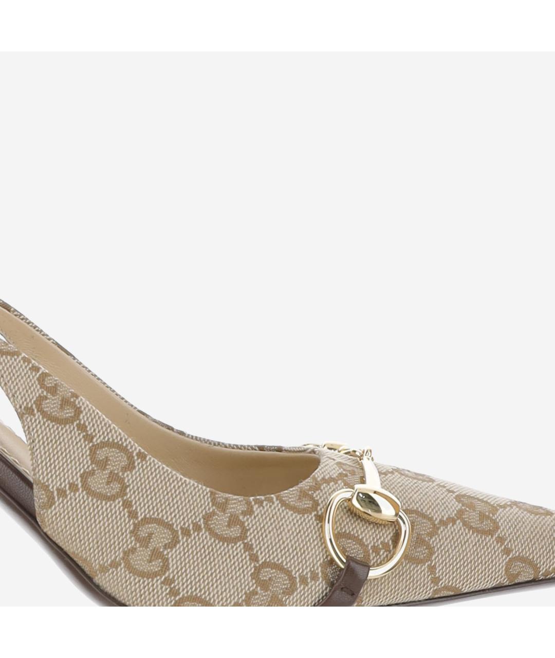GUCCI Бежевые текстильные туфли, фото 4