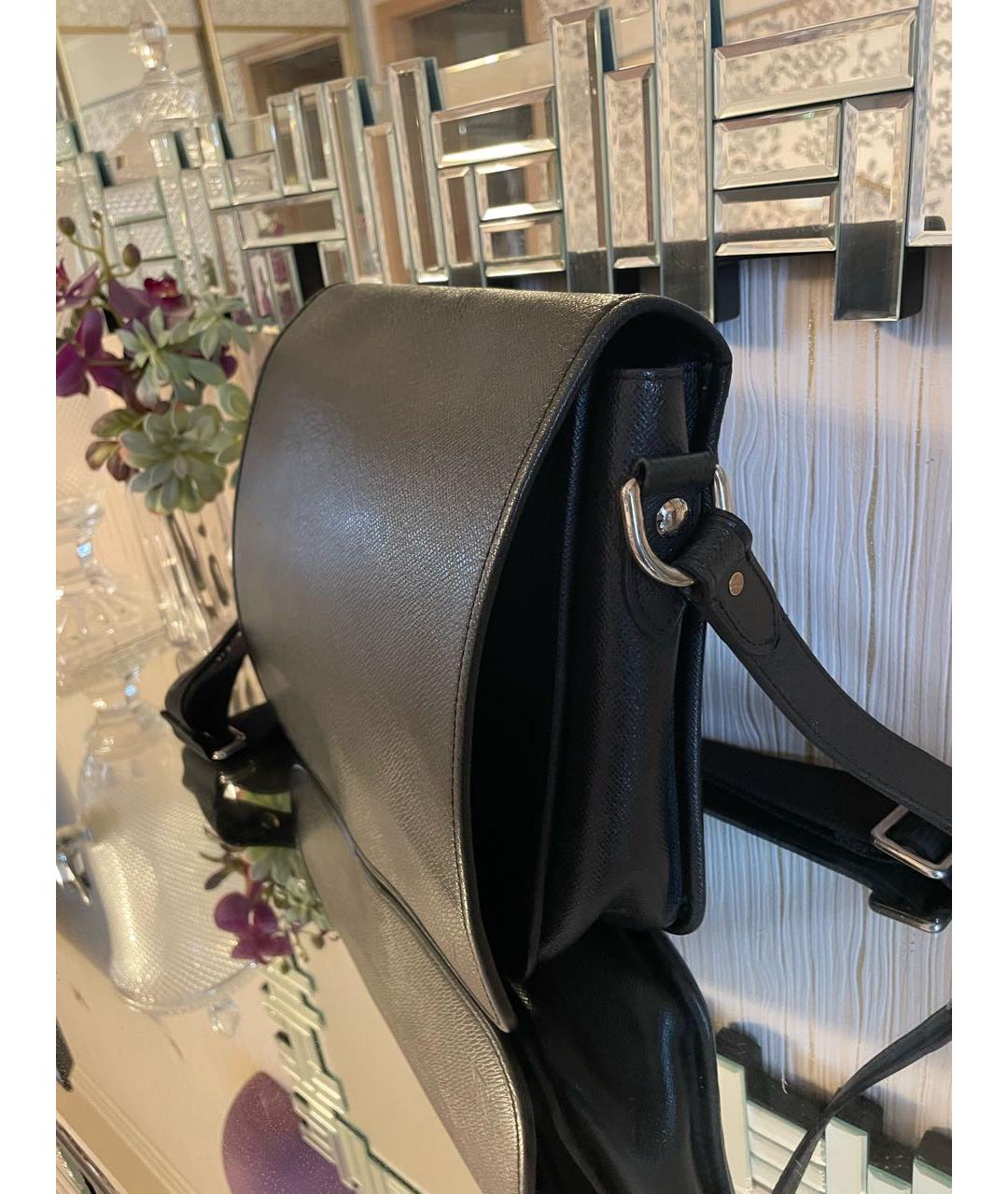 LOUIS VUITTON Черная кожаная сумка на плечо, фото 8