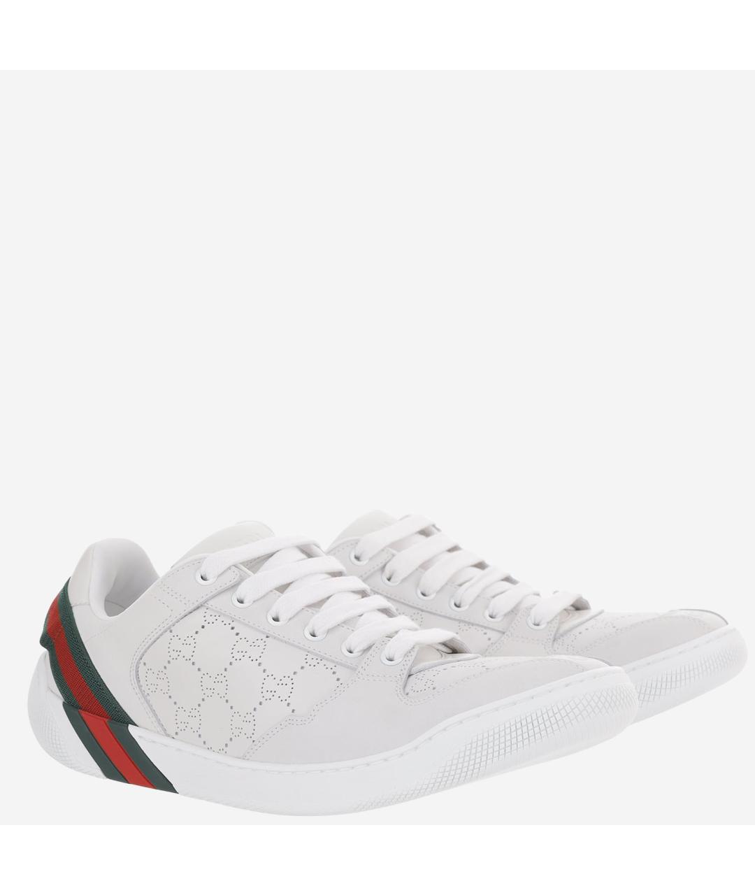 GUCCI Белые текстильные низкие кроссовки / кеды, фото 3