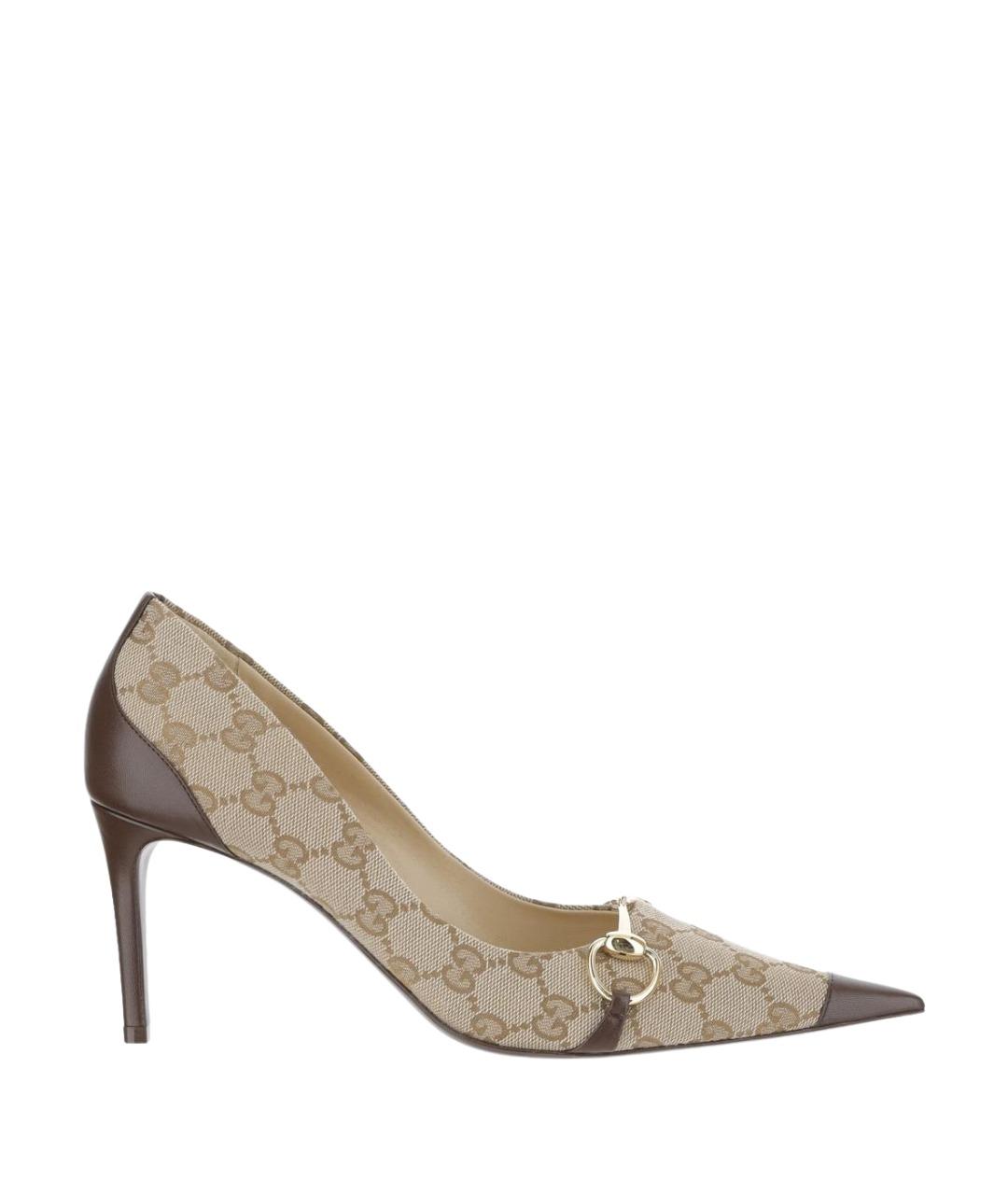 GUCCI Бежевые текстильные туфли, фото 1