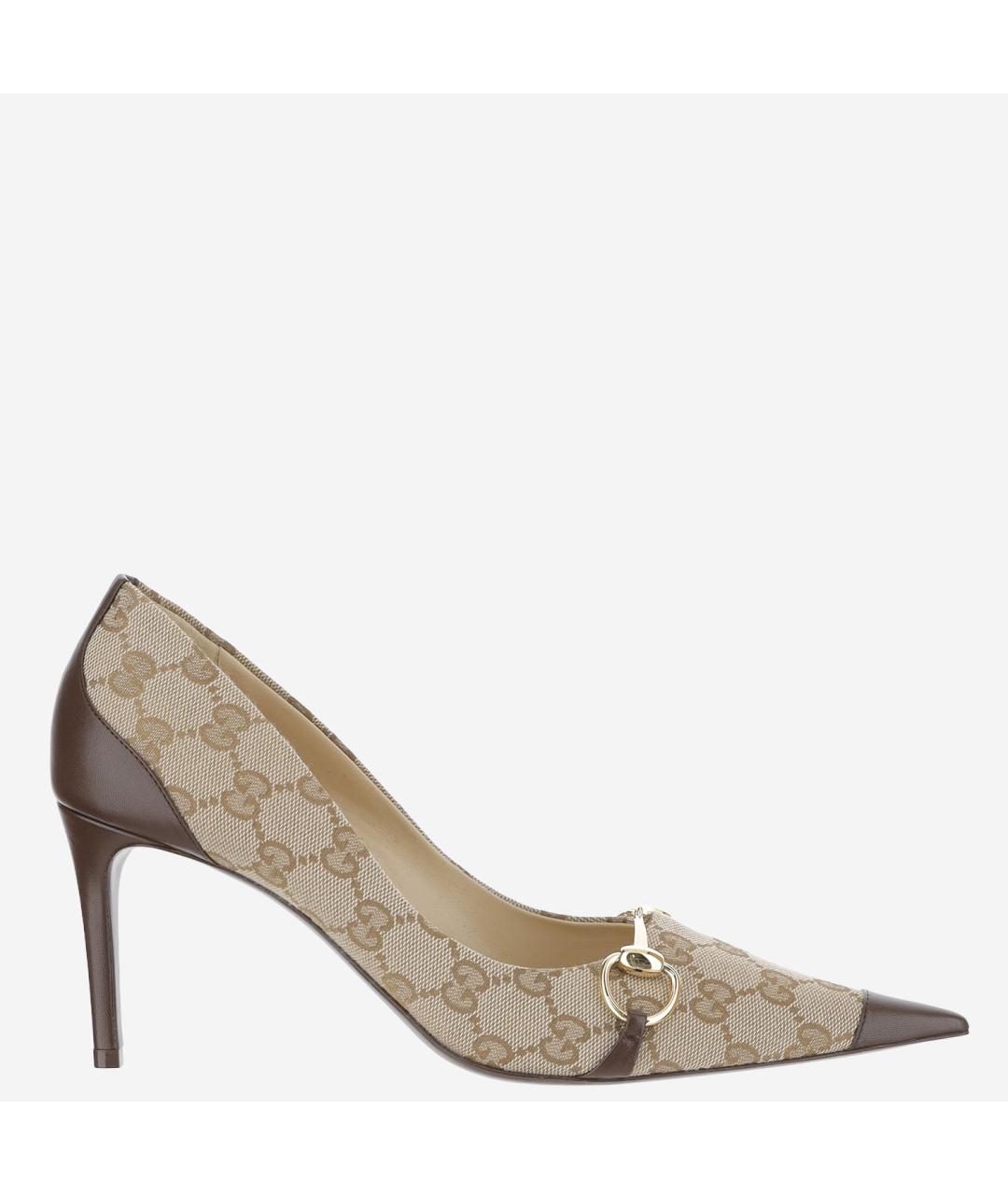 GUCCI Бежевые текстильные туфли, фото 5