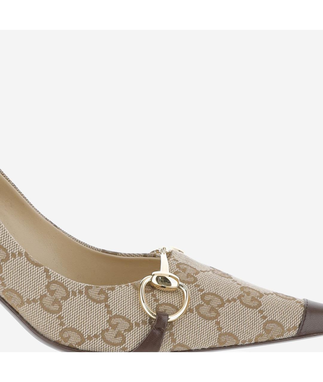 GUCCI Бежевые текстильные туфли, фото 4