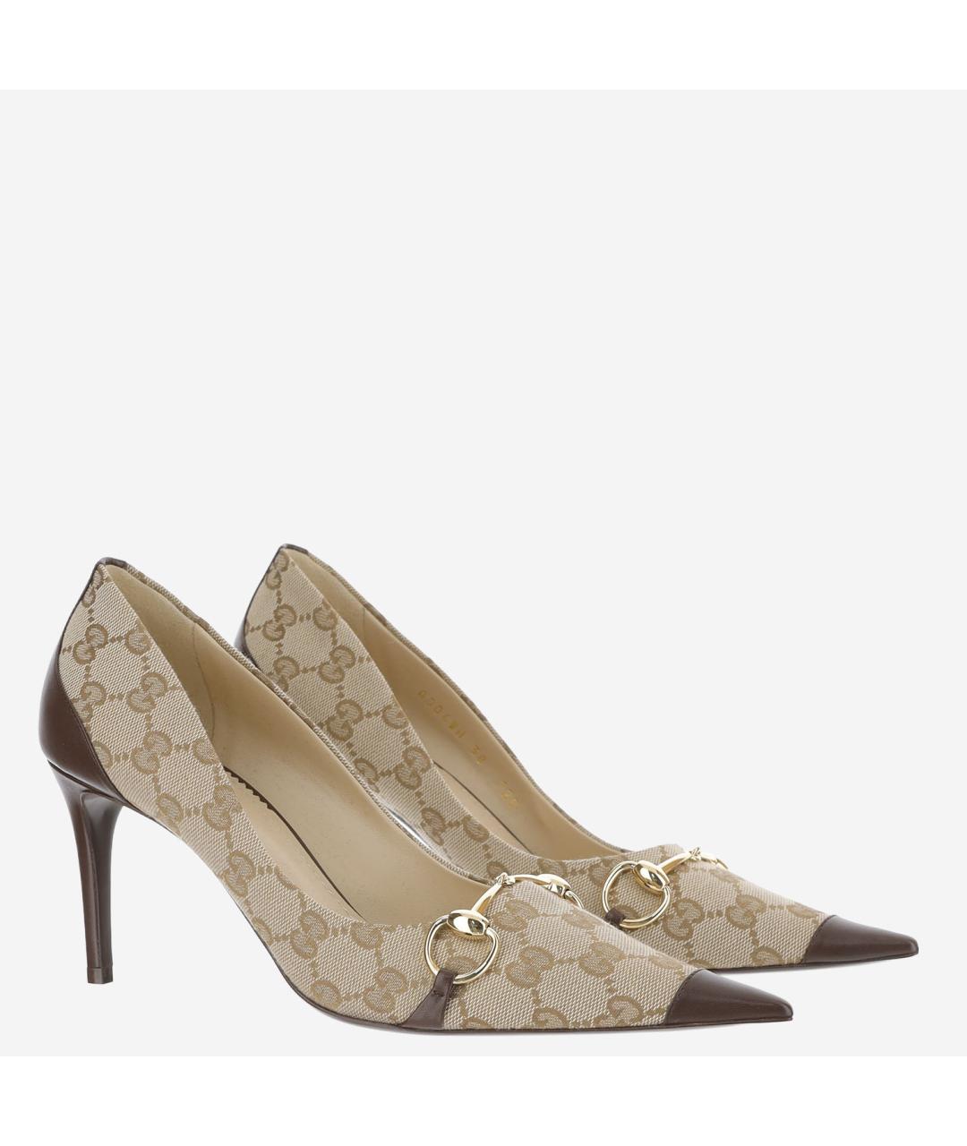 GUCCI Бежевые текстильные туфли, фото 2
