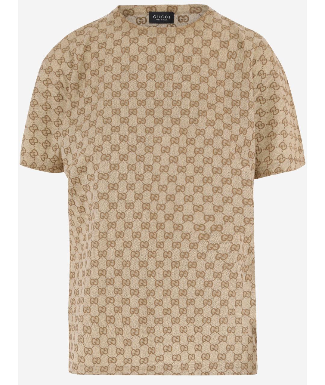GUCCI Бежевая хлопковая футболка, фото 4