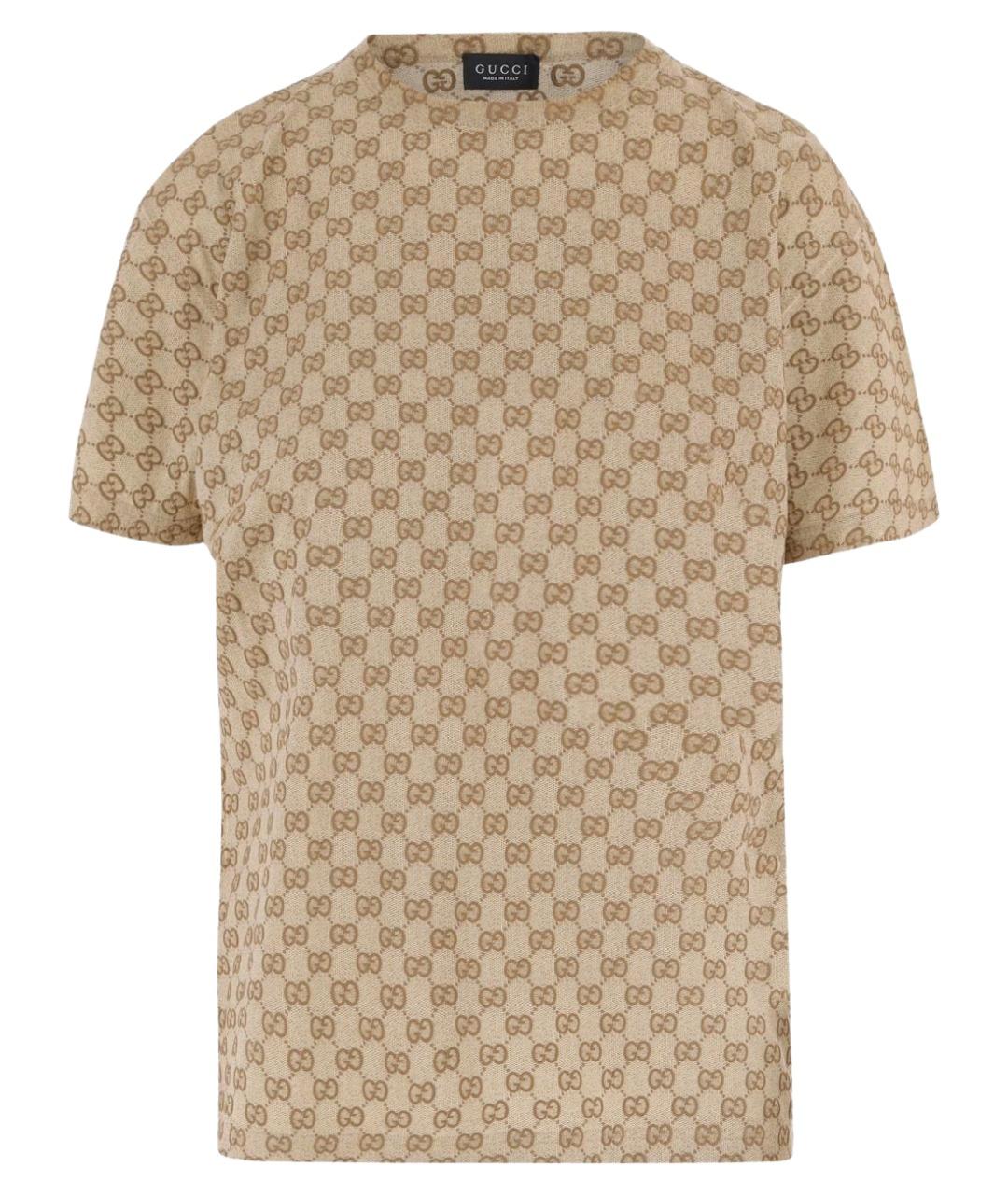 GUCCI Бежевая хлопковая футболка, фото 1