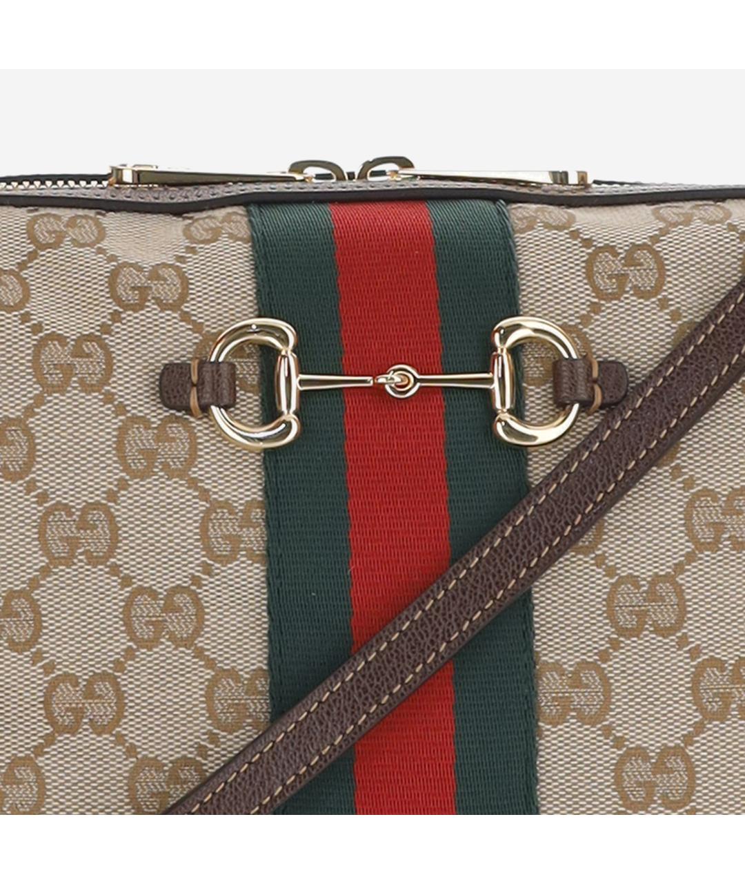 GUCCI Бежевая жаккардовая сумка через плечо, фото 4