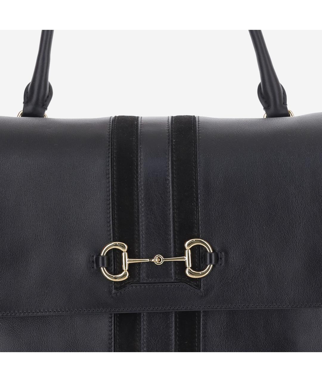 GUCCI Черная кожаная сумка тоут, фото 5