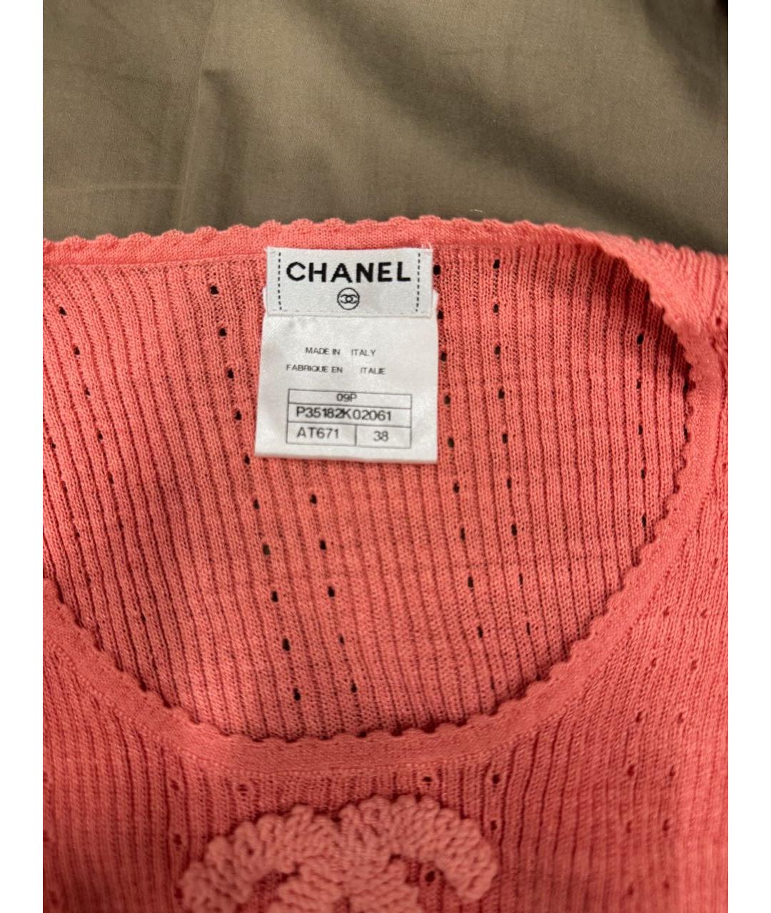 CHANEL Оранжевая хлопко-эластановая майка, фото 4