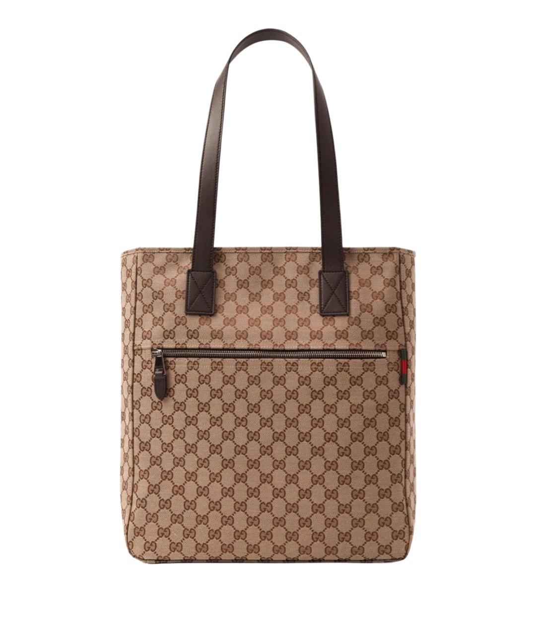 GUCCI Коричневая сумка тоут из канвы, фото 1