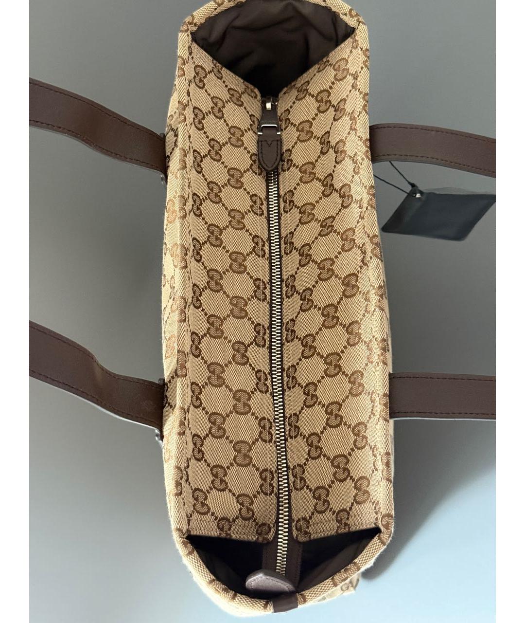 GUCCI Коричневая сумка тоут из канвы, фото 6