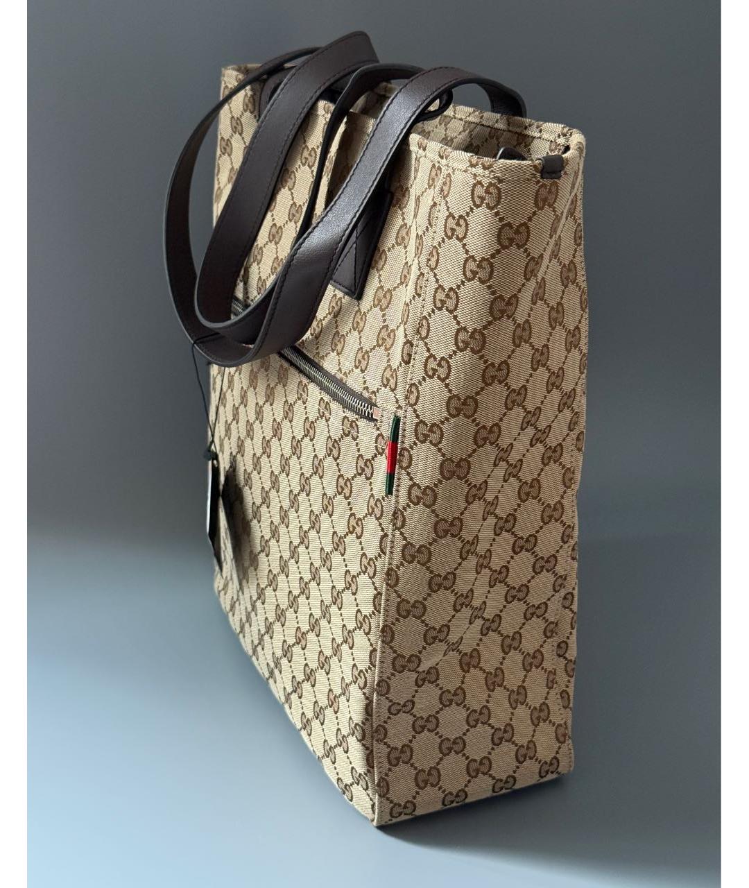 GUCCI Коричневая сумка тоут из канвы, фото 5