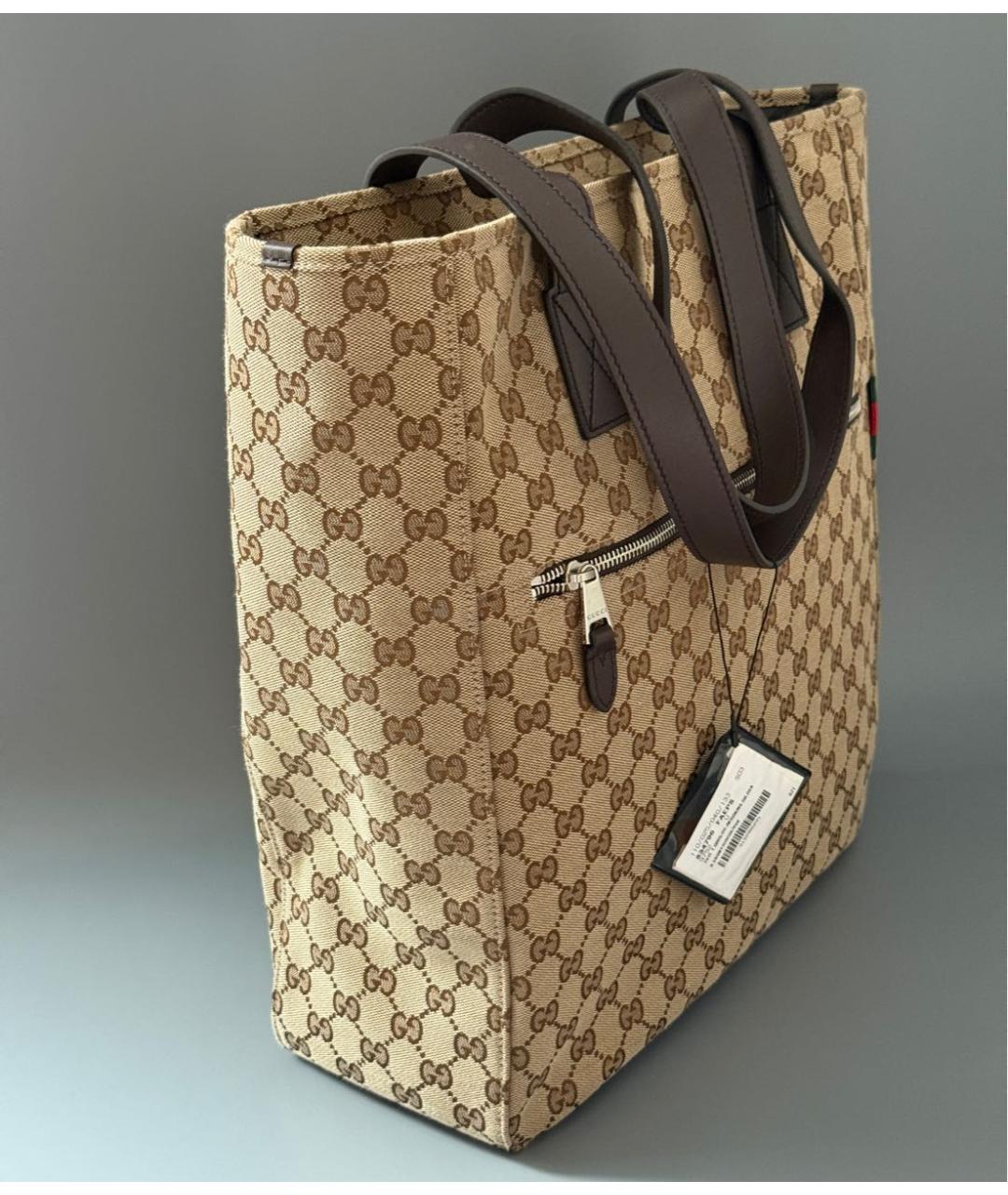 GUCCI Коричневая сумка тоут из канвы, фото 3