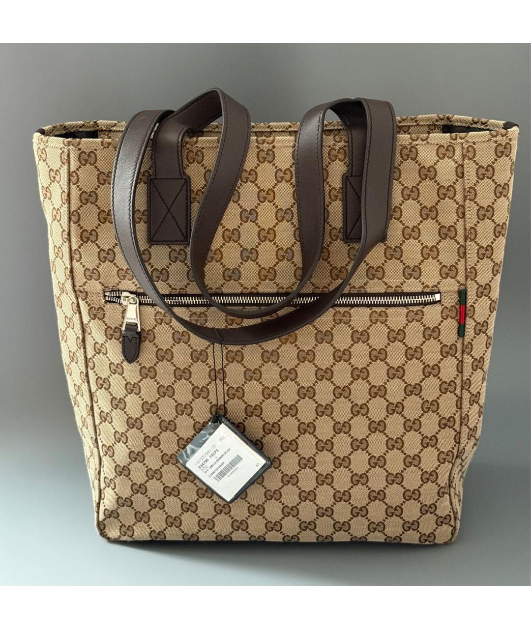 GUCCI Коричневая сумка тоут из канвы, фото 2